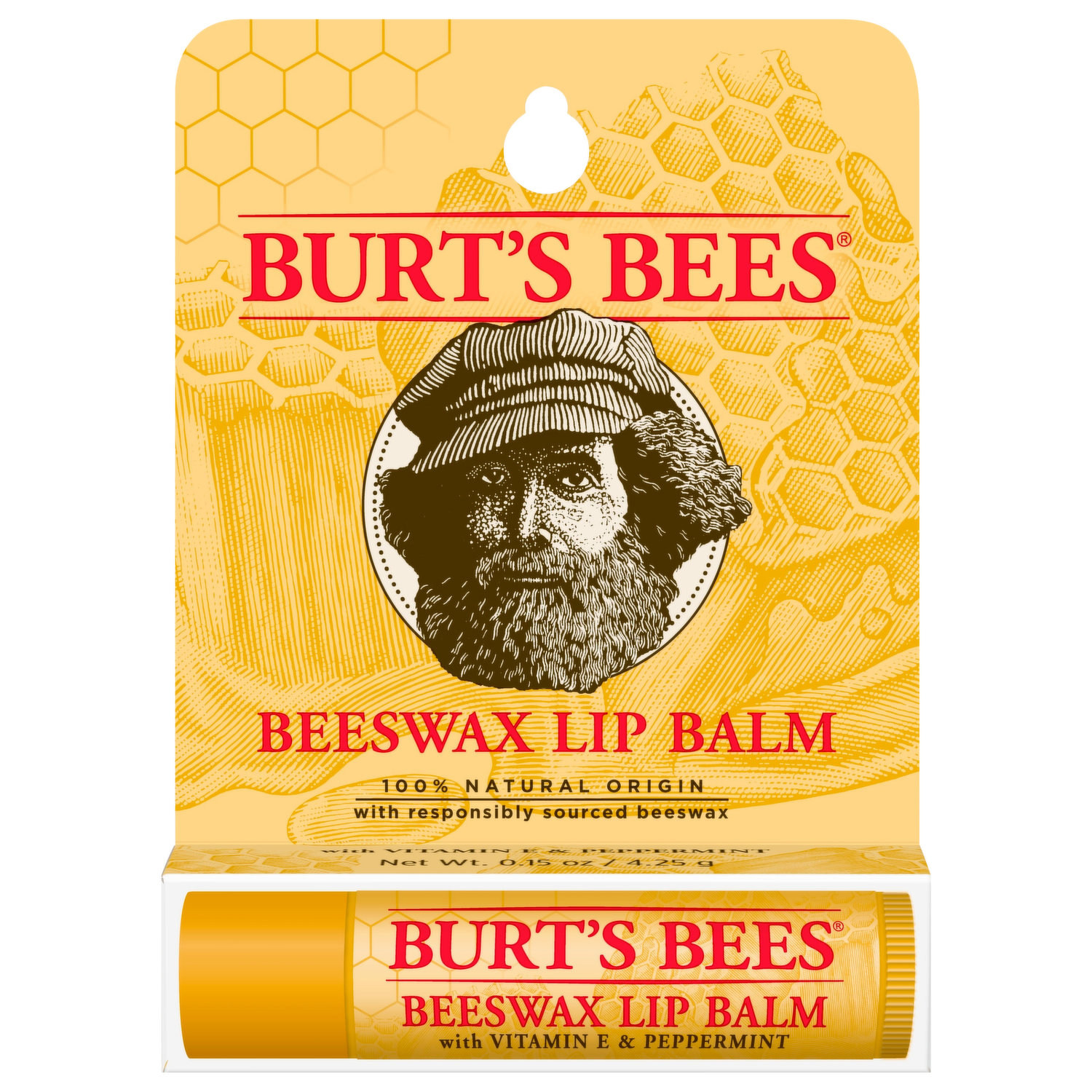 Burt's Bees Lip Balm, with Peppermint Oil, Beeswax, Cooling - 0.15 oz