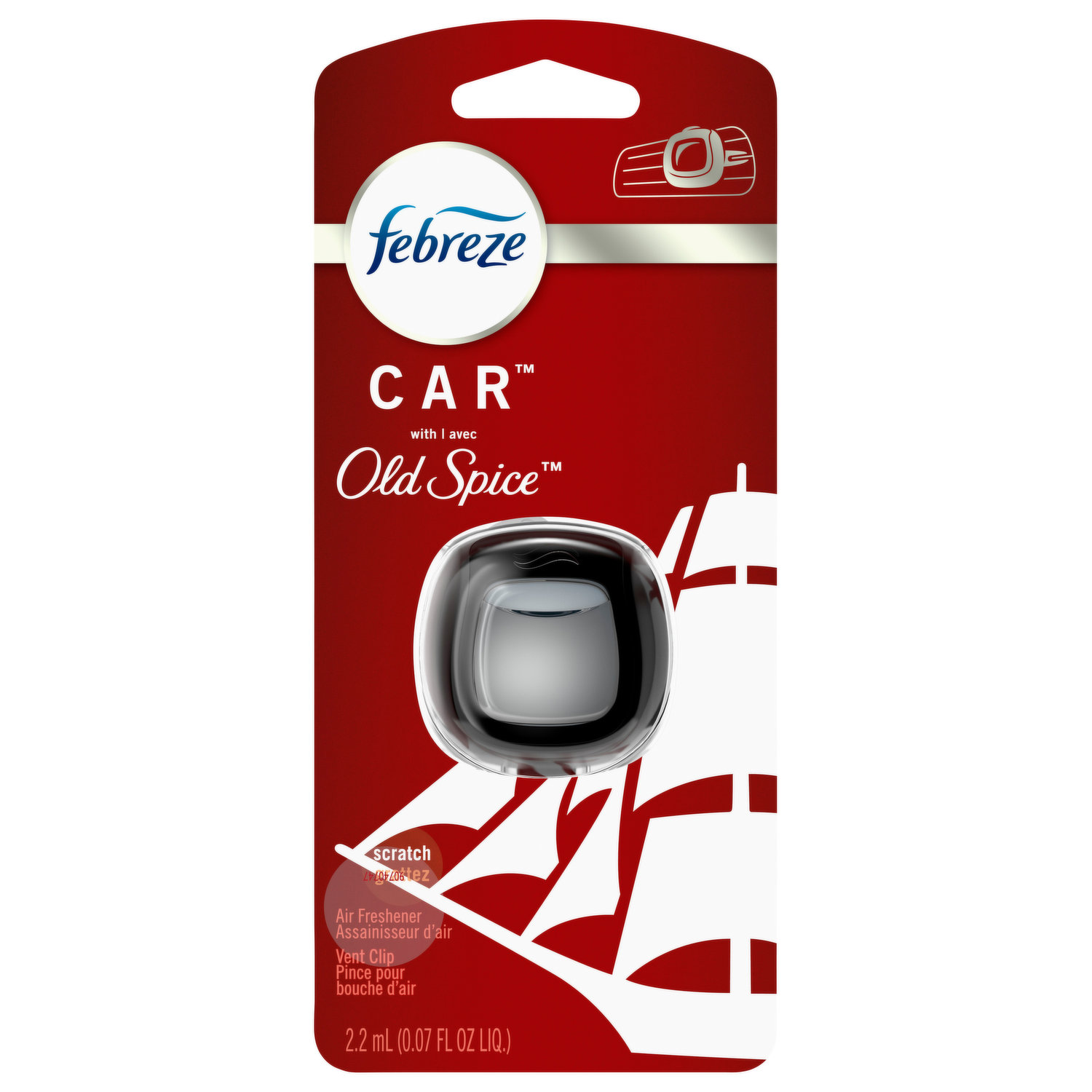 Pince pour bouche d'air de voiture Platine givré Febreze, 0,07 oz