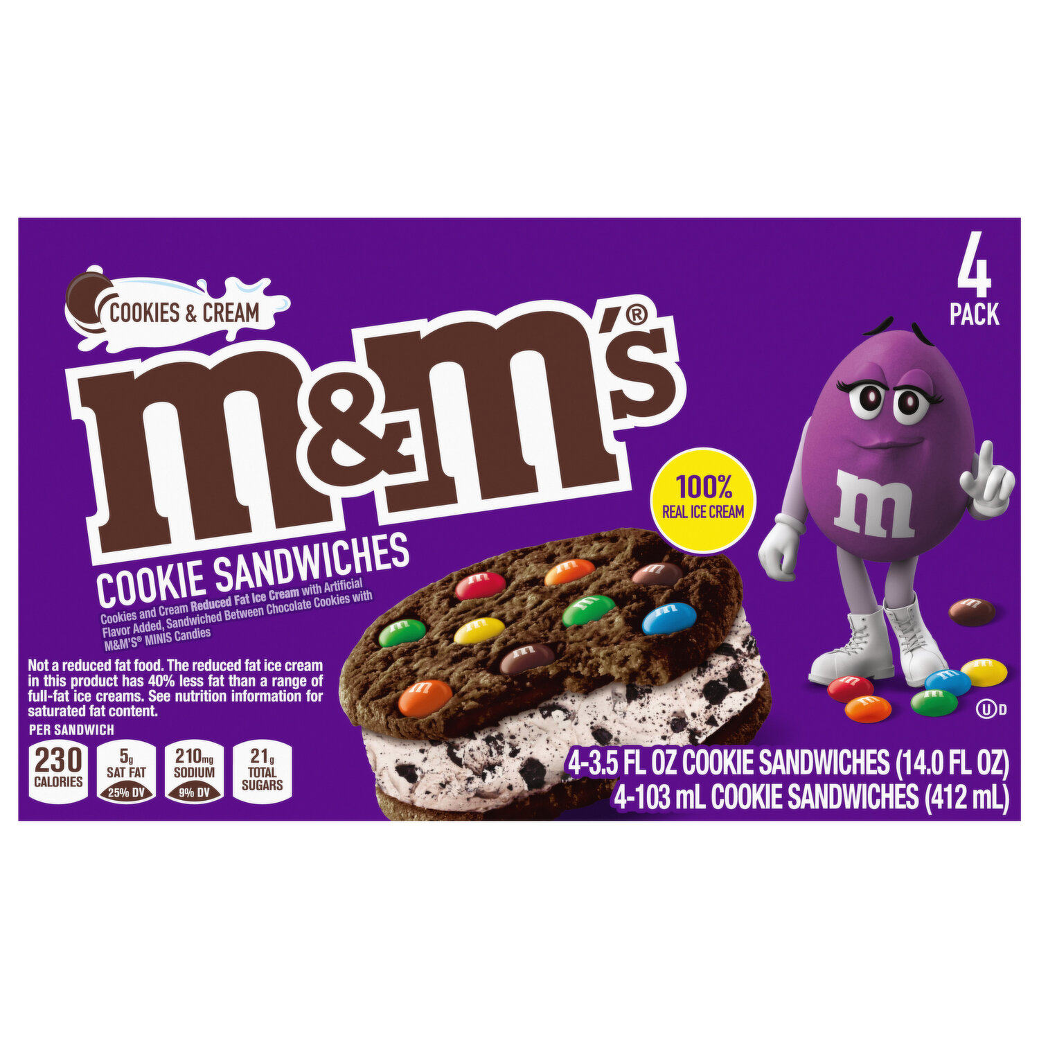 M&M's Ice Cream, Reduced Fat, Chocolate