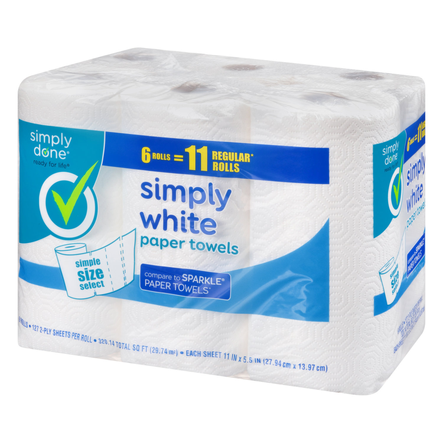 Simply Done Paper Towels, Ultra, Strong & Absorbent, Simple Size Select,  2-Ply