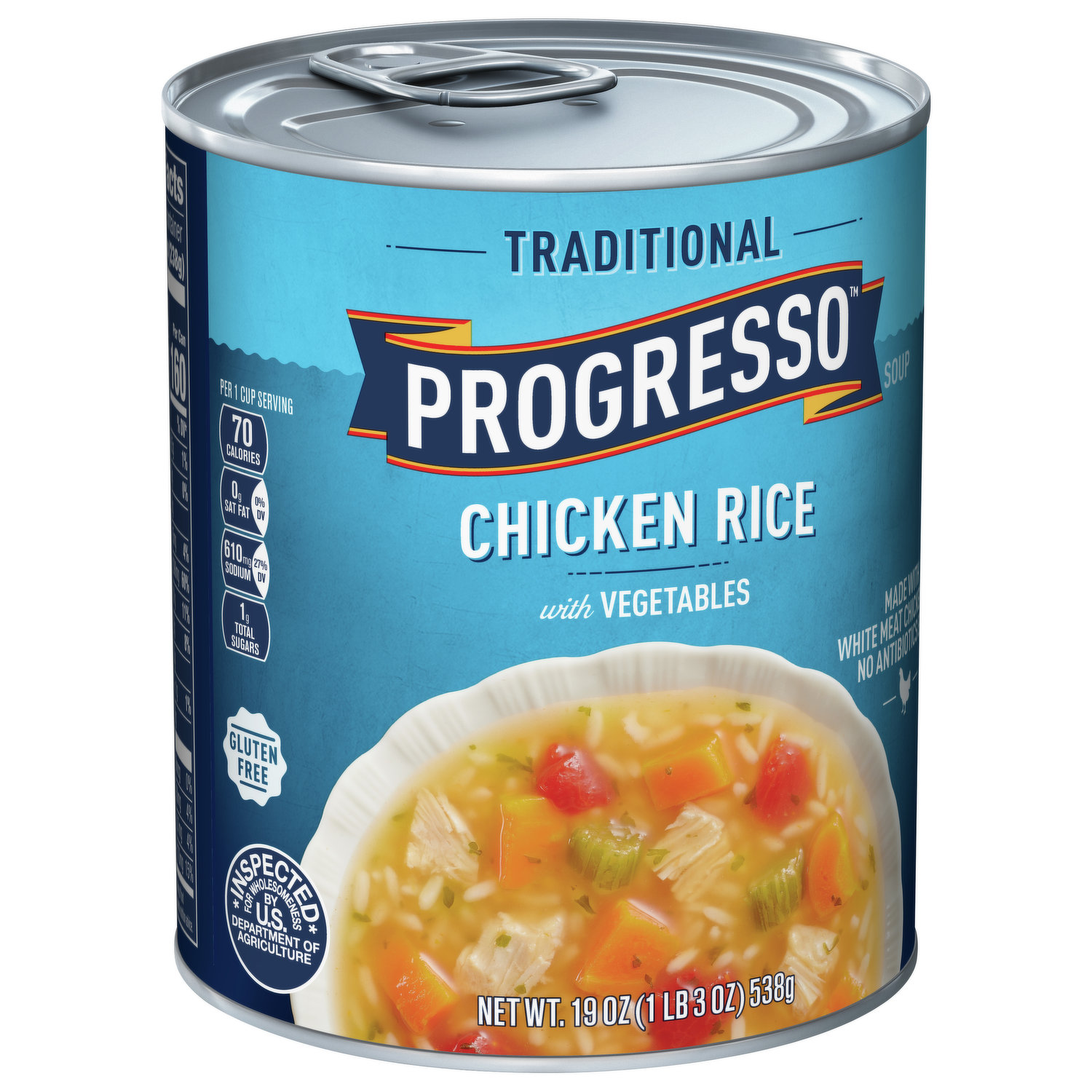  Progresso Traditional, Chicken Rice with Vegetables Canned Soup,  19 oz. (Pack of 12) : Packaged Vegetable Soups : Grocery & Gourmet Food