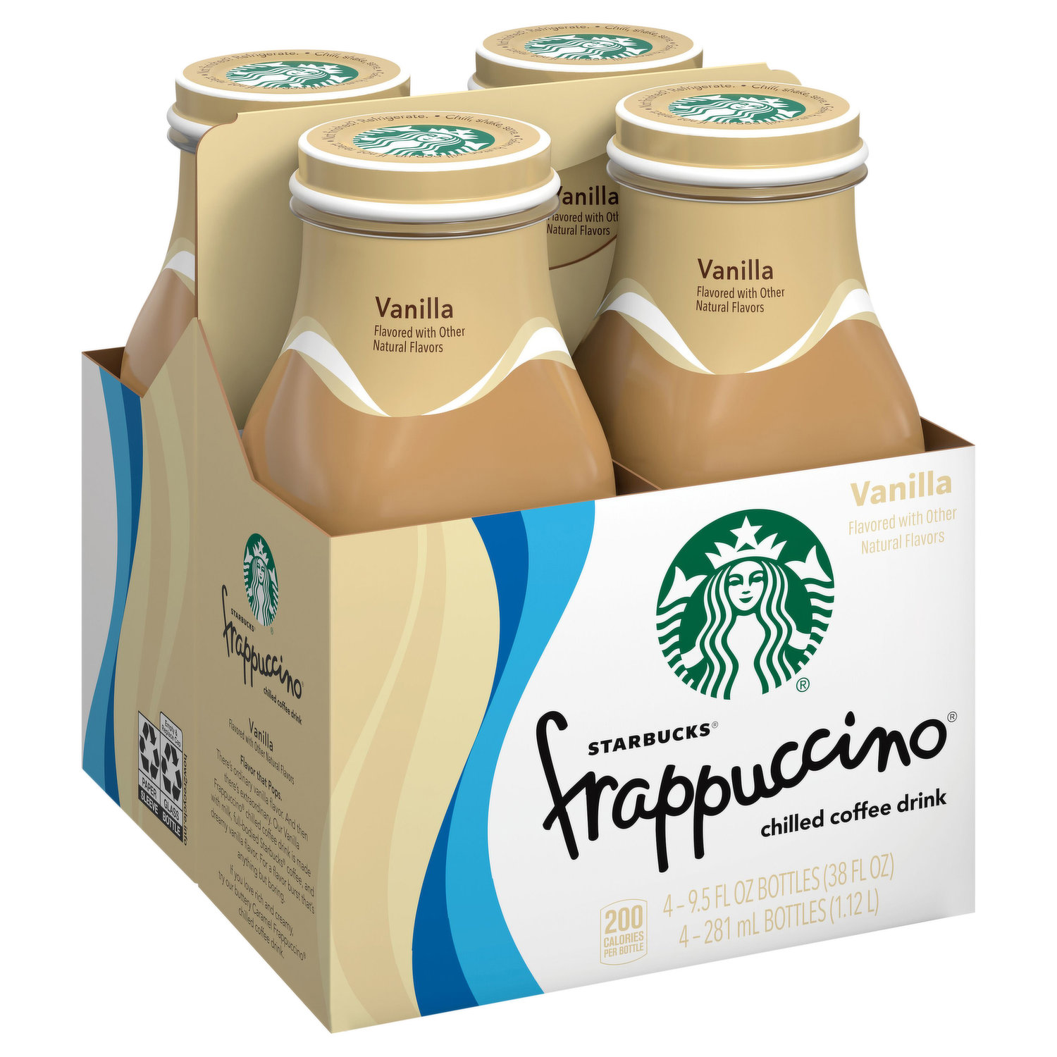 Starbucks Frappuccino Coffee Drink, Caramel, 9.5 oz Glass Bottles, 4 Count