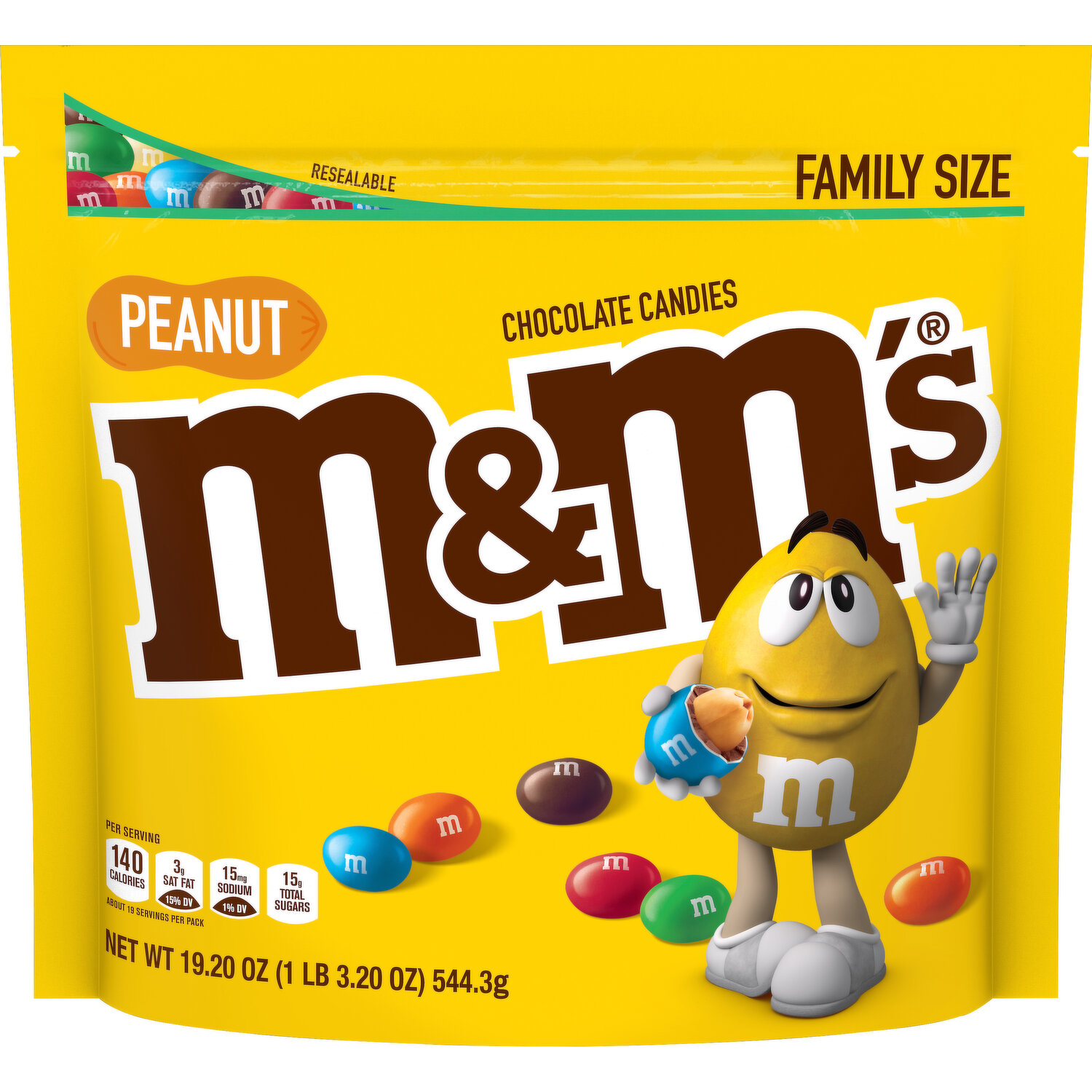 M&M's, Peanut Milk Chocolate Candies, Sharing Bag, 200g, 1 pouch