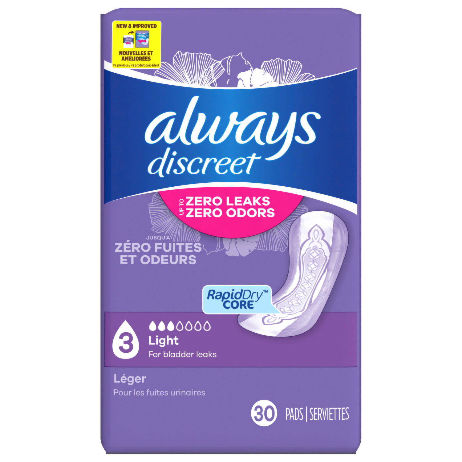 Always Ultra Thin Overnight Pads 76 Count, Unscented (8/CASE)