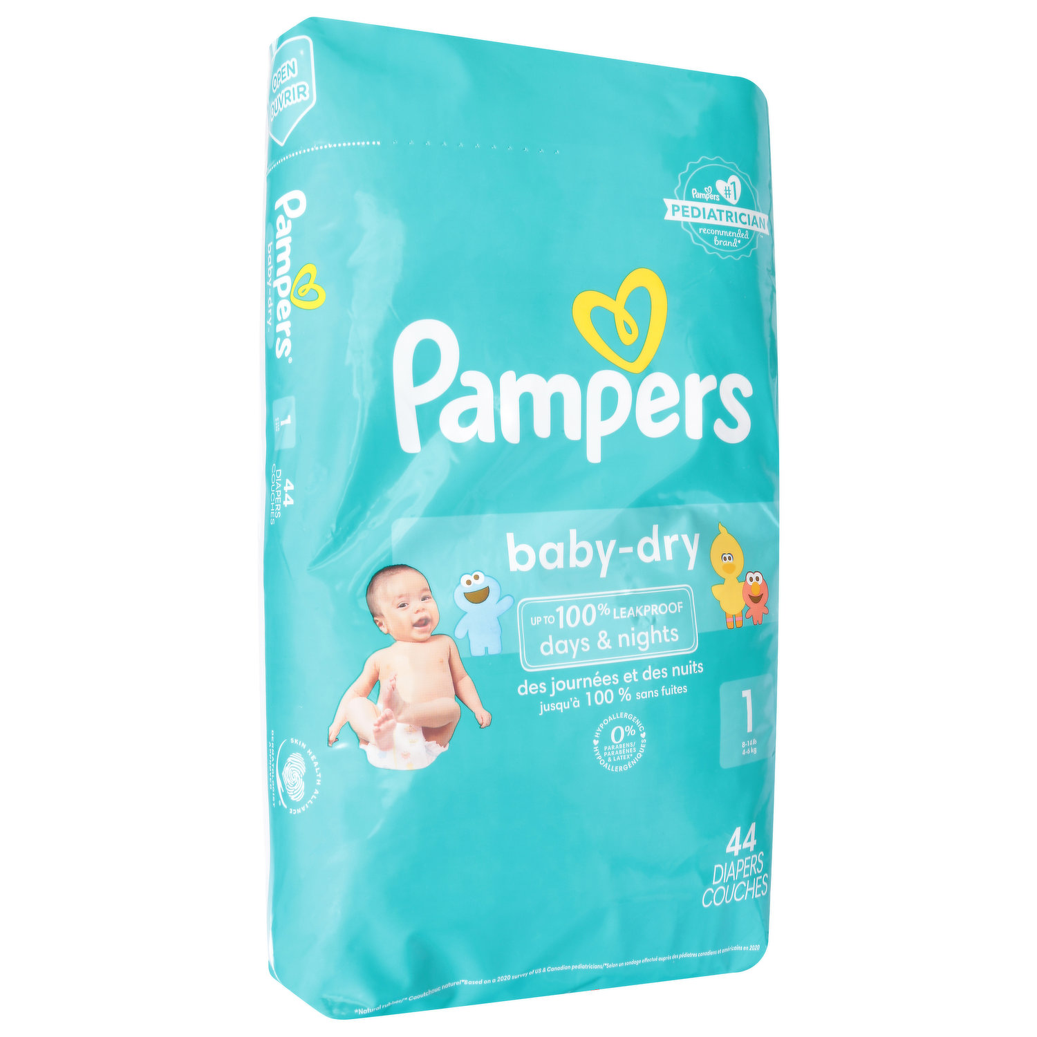 Pampers Baby Dry Diapers, Size 6 (35+ lb), Sesame Street