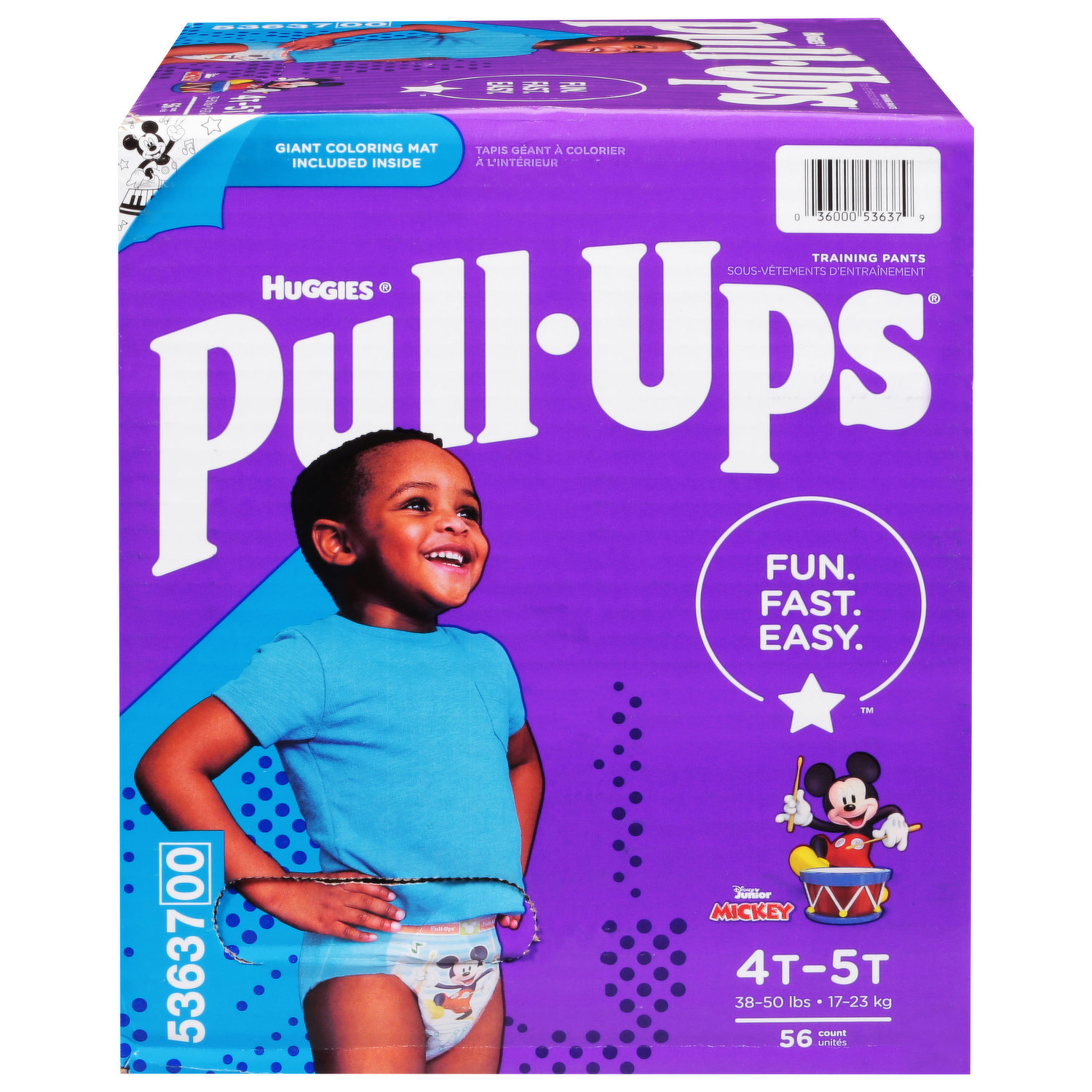 Huggies Boys Pull Ups Plus Disney Character Design Size 4T-5T Sealed Pack  of 34