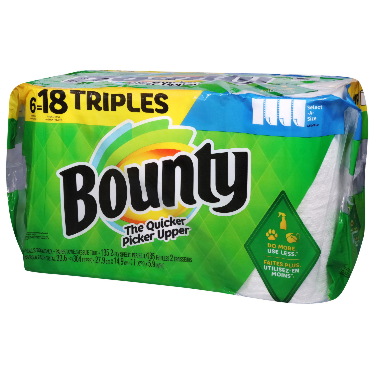 Bounty Select-A-Size Paper Towels, 2 Triple Rolls, Print