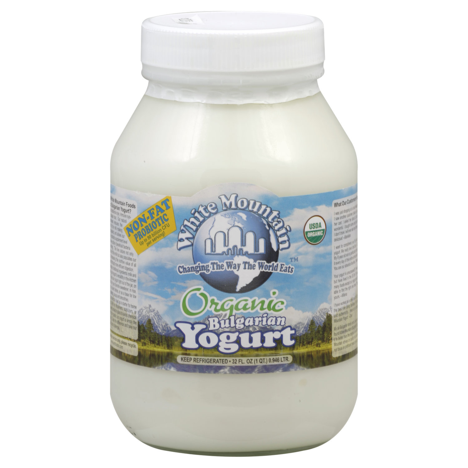 Organic, White Probiotic Yogurt, Bulgarian, Mountain