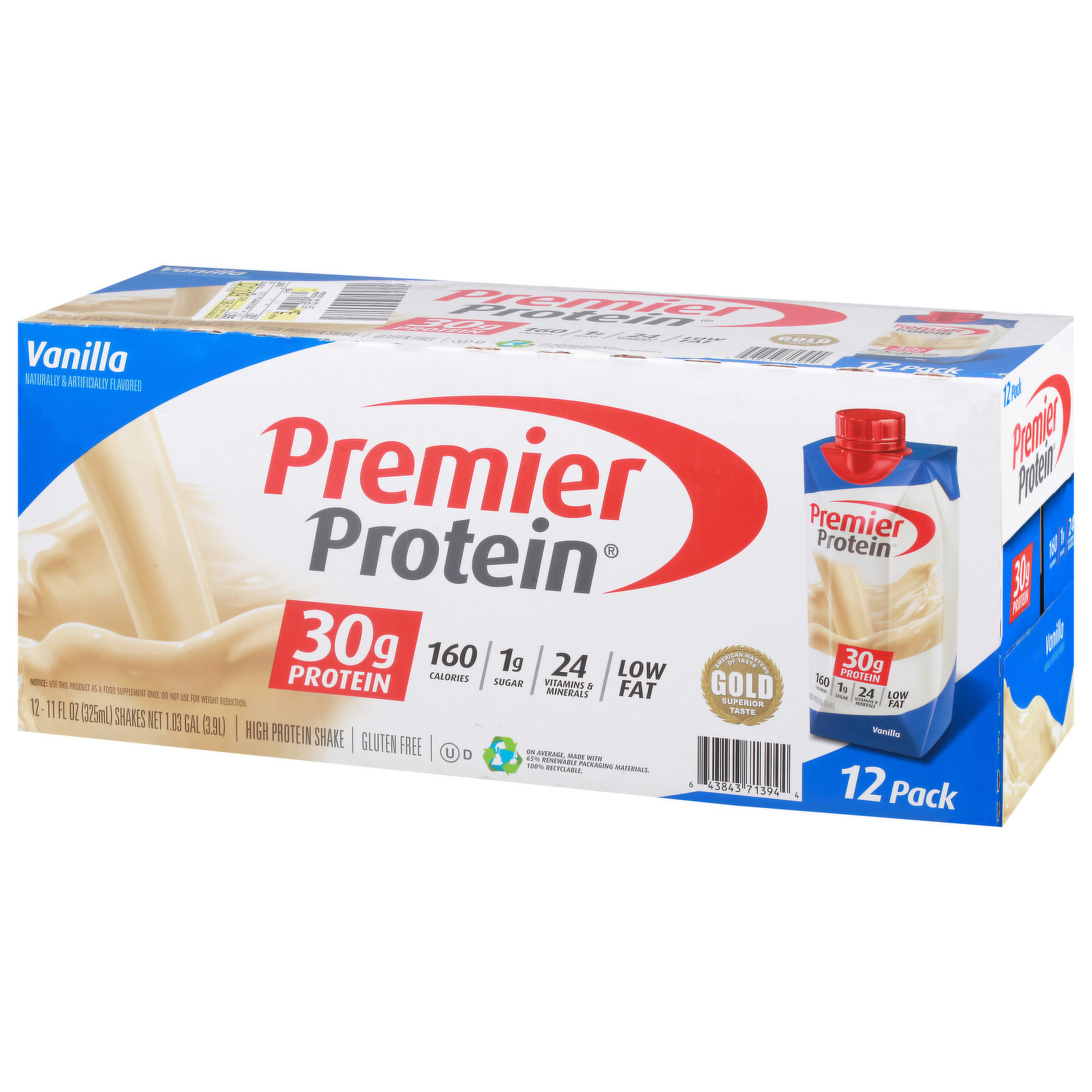 Premier Protein Shake, Vanilla, 30g Protein, 11 fl oz, 12 Ct 