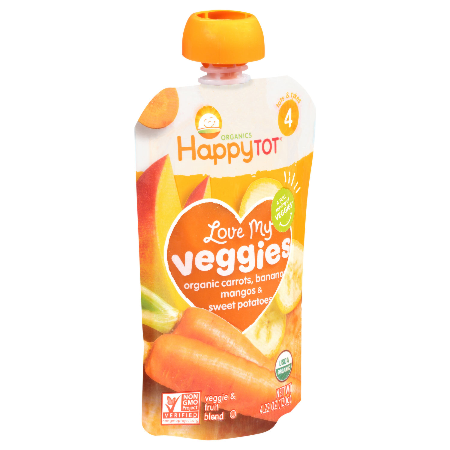 Happy Tot Fruit & Veggie Blend, Organic Pears, Mangos, Spinach