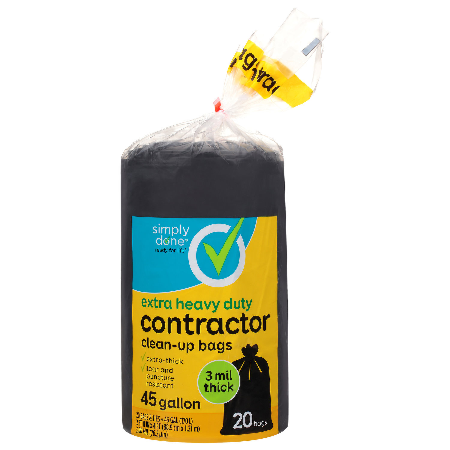 Reli. Contractor Trash Bags 55 Gallon Heavy Duty | 20 Bags w/Ties |  Construction Garbage Bags | Industrial | Extra Large/Big | Black