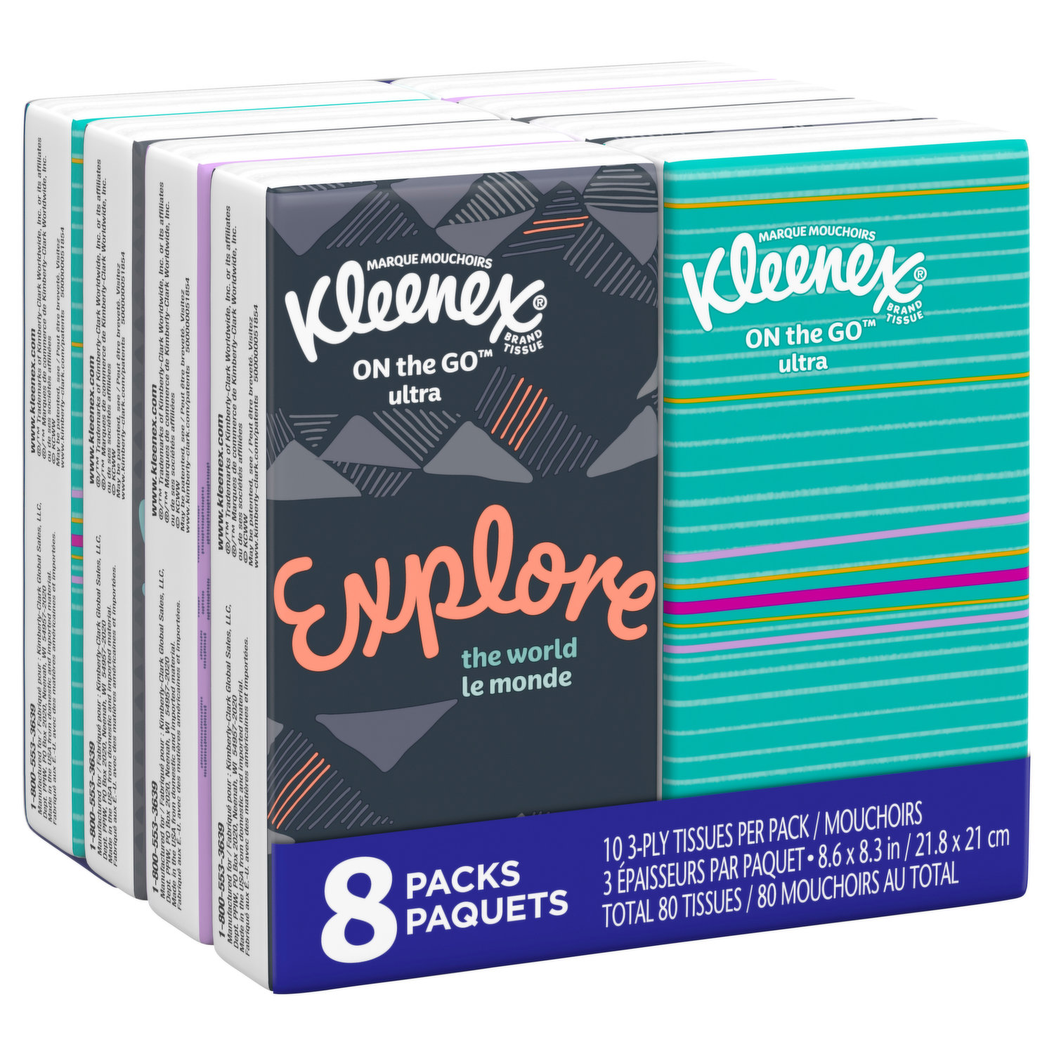 Kleenex Tissues, Ultra, 3-Ply, 8 Packs