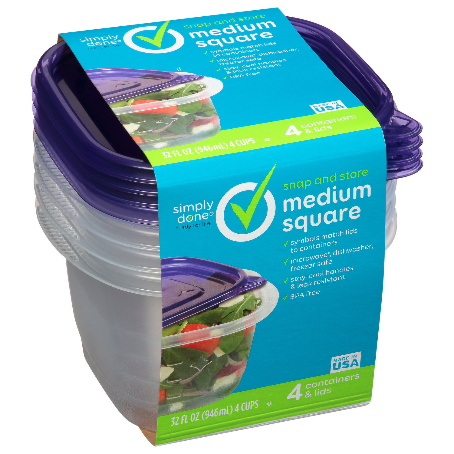 Simply Done Large Rectangle Containers & Lids 2Ct