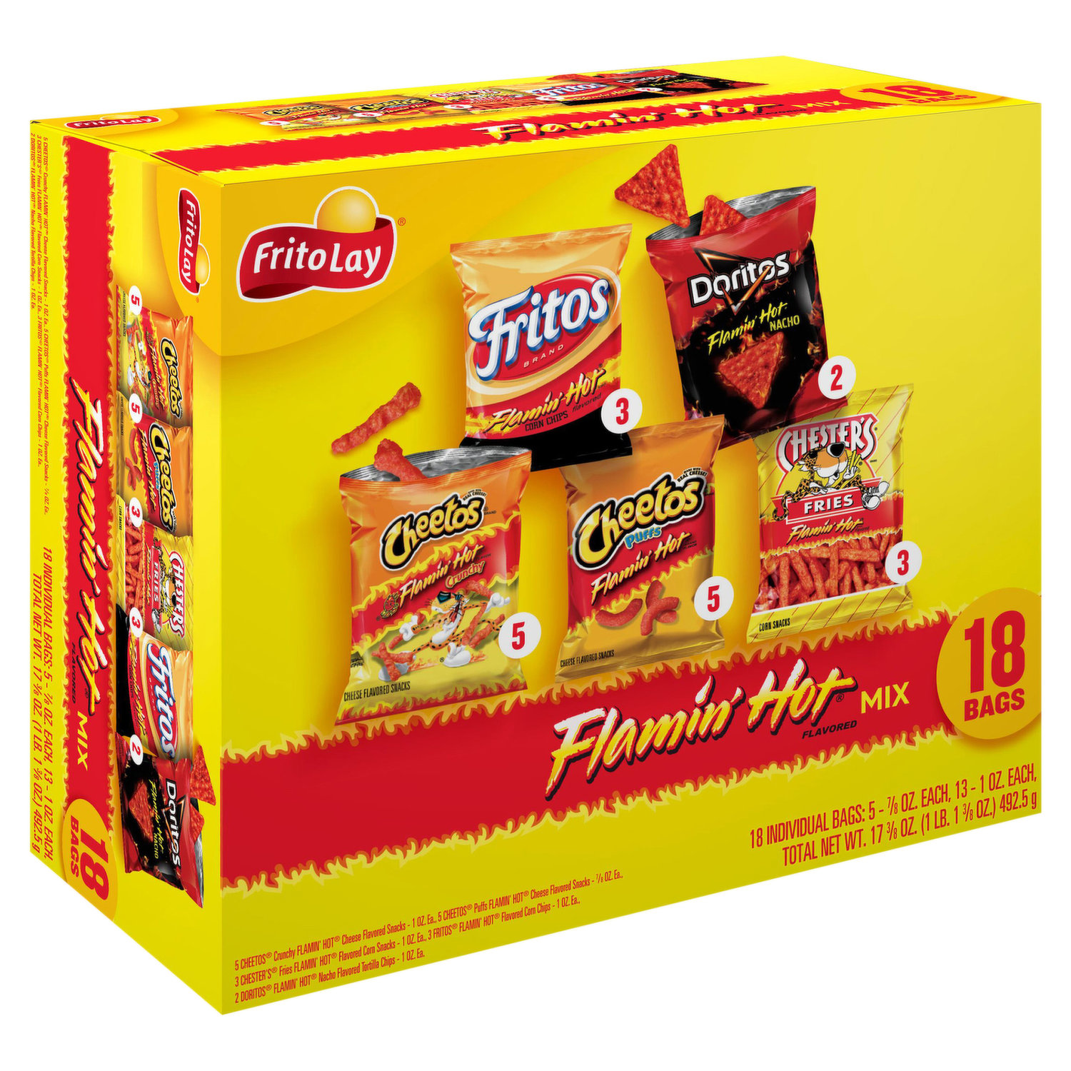 Chester's Corn Snacks, Flamin' Hot Flavored, Fries - 12 oz