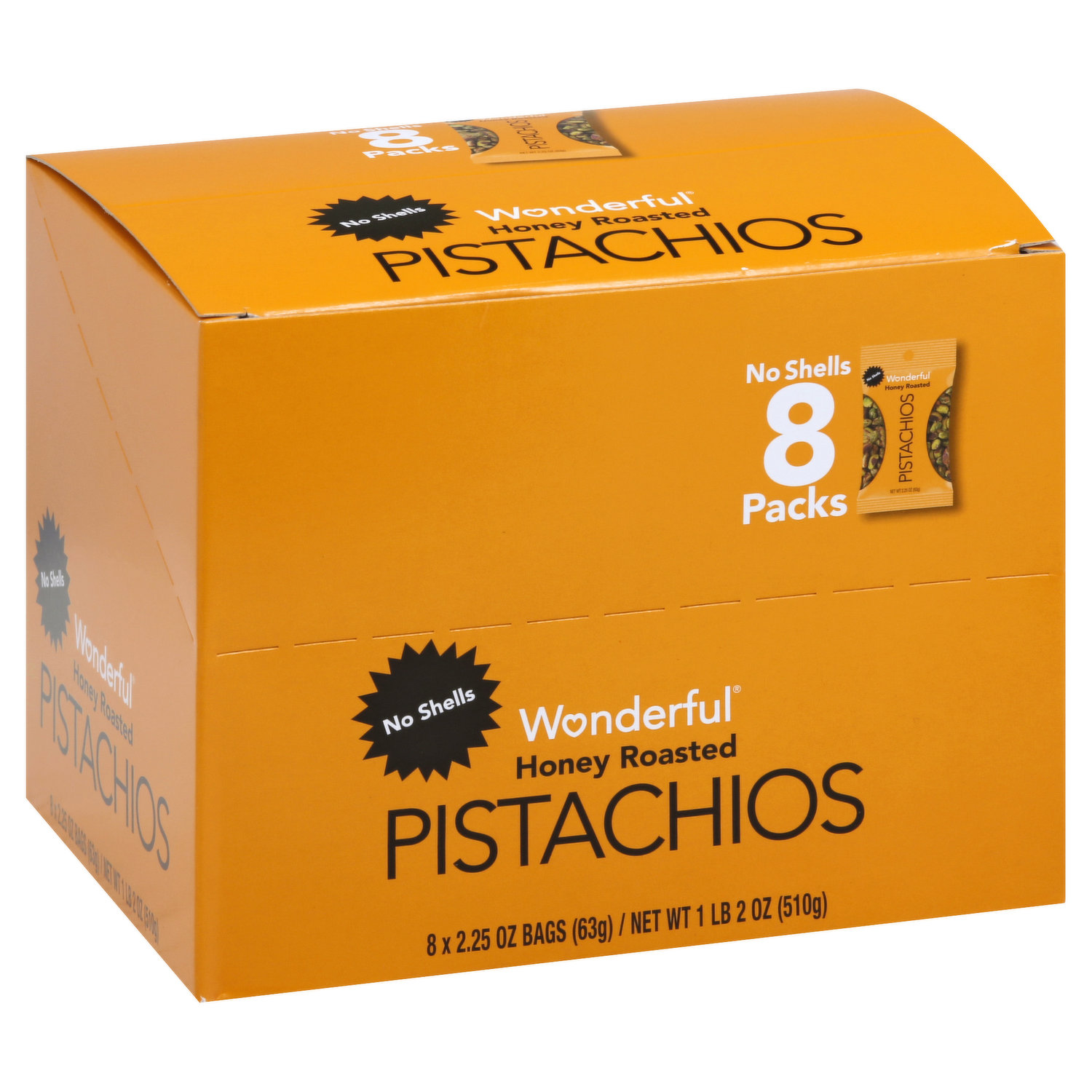 Wonderful Pistachios, Honey Roasted, 8 Packs