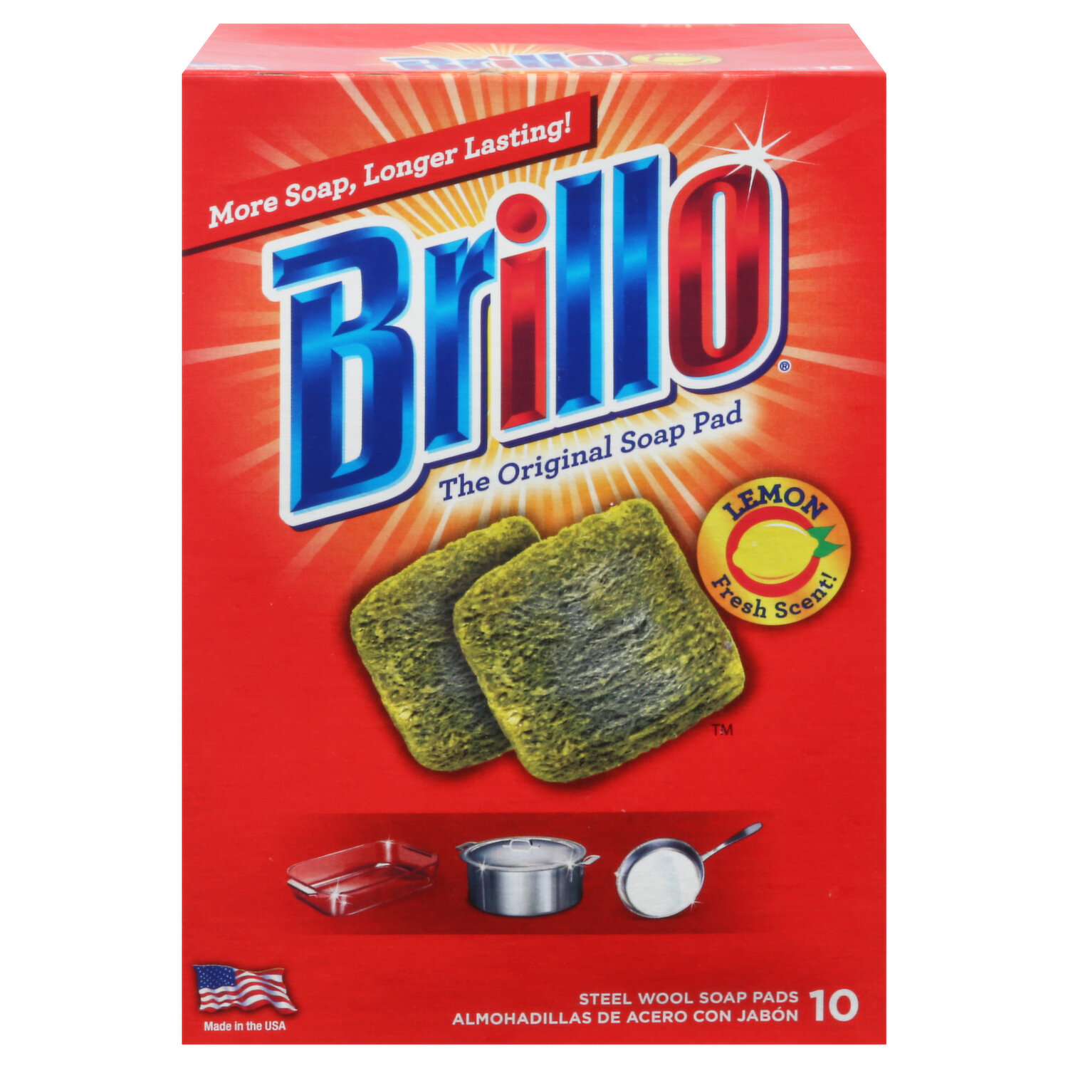 Brillo Heavy Duty Premium Scour Pads for Pots and Pans, Tough on Grease, 3  Count (Heavy Duty, 3 Count (Pack of 2))