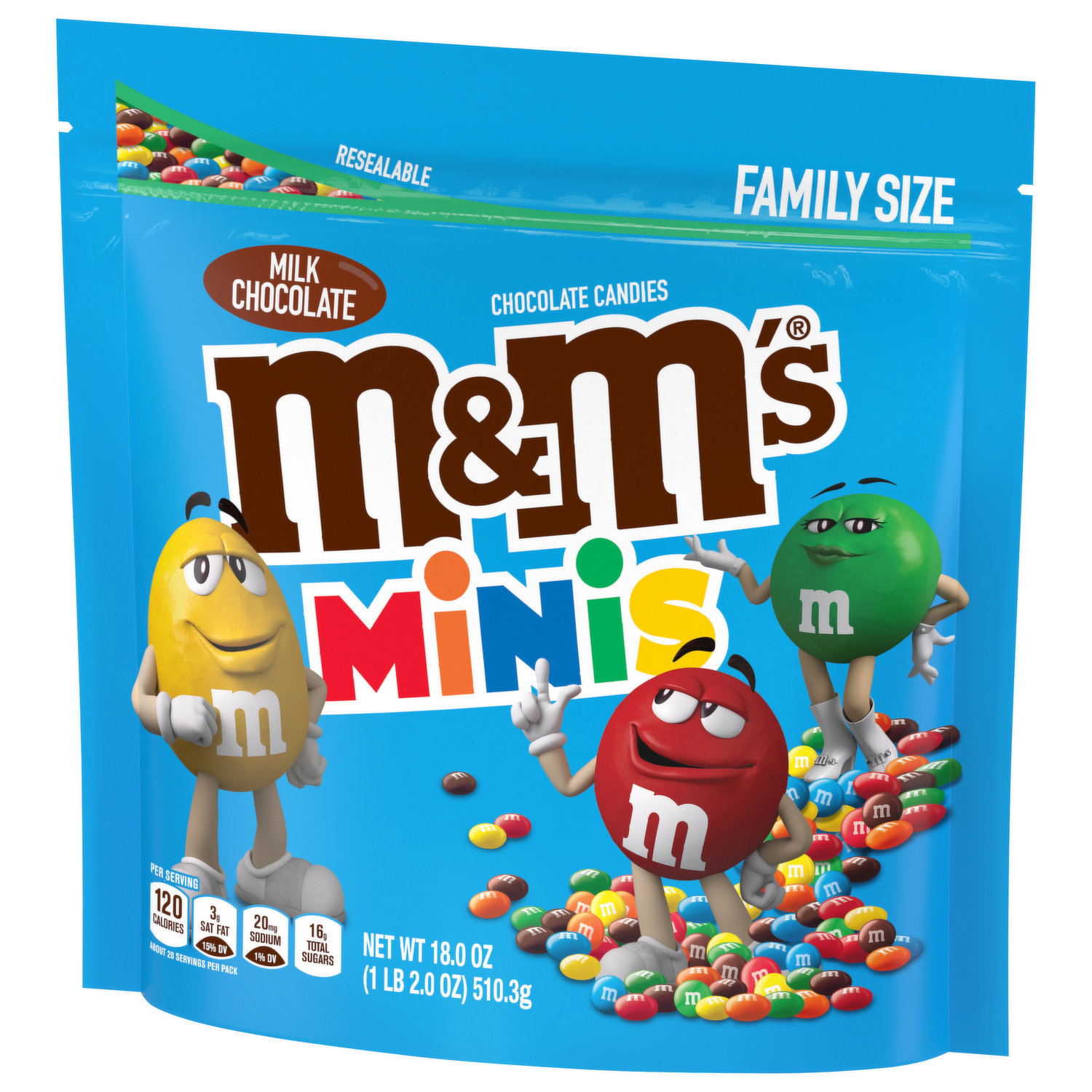 M&M's MINIS Milk Chocolate Candy, Family Size - 18 oz Bag