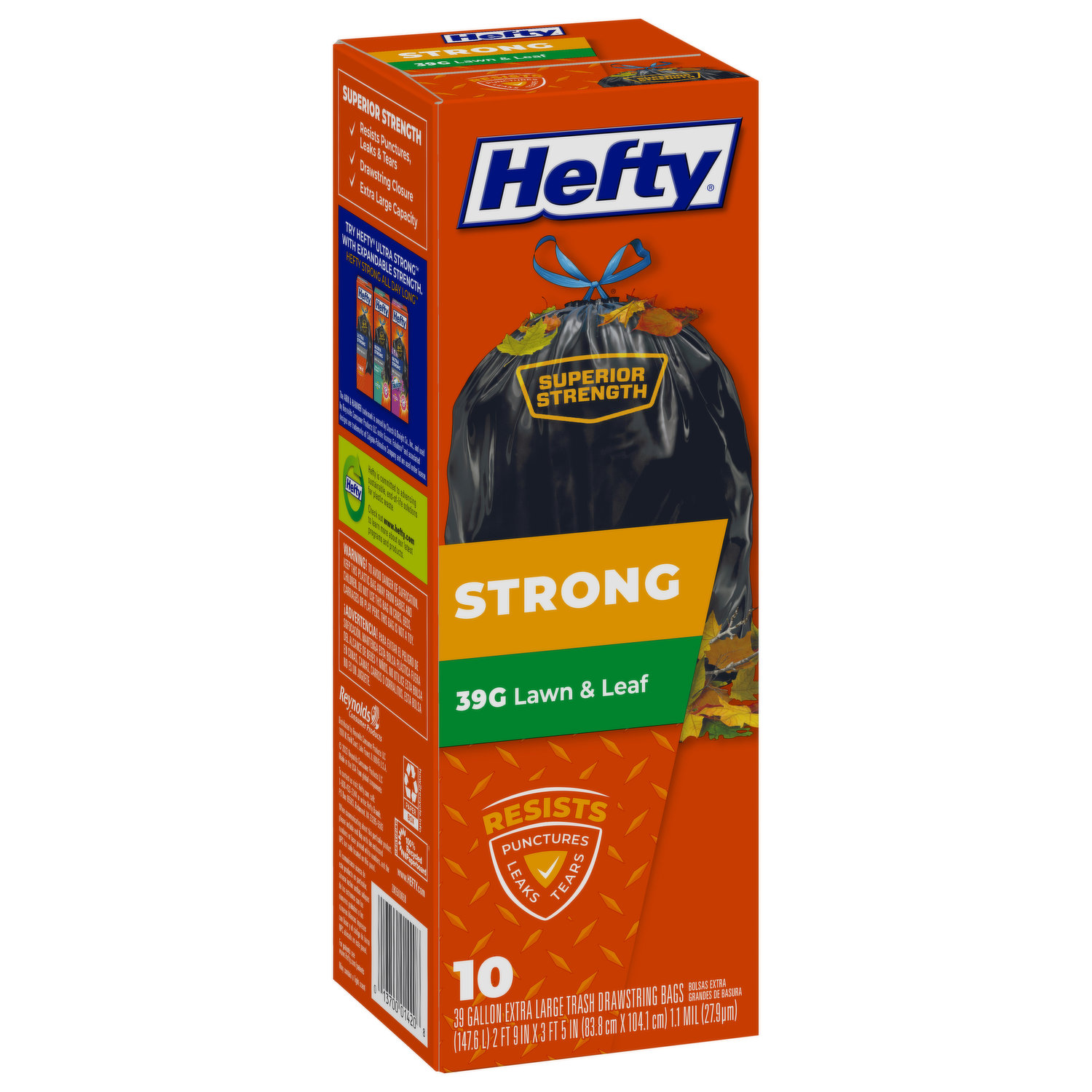 Hefty Trash Drawstring Bags, Extra Large, 39 Gallon, Mega Pack - 40 bags