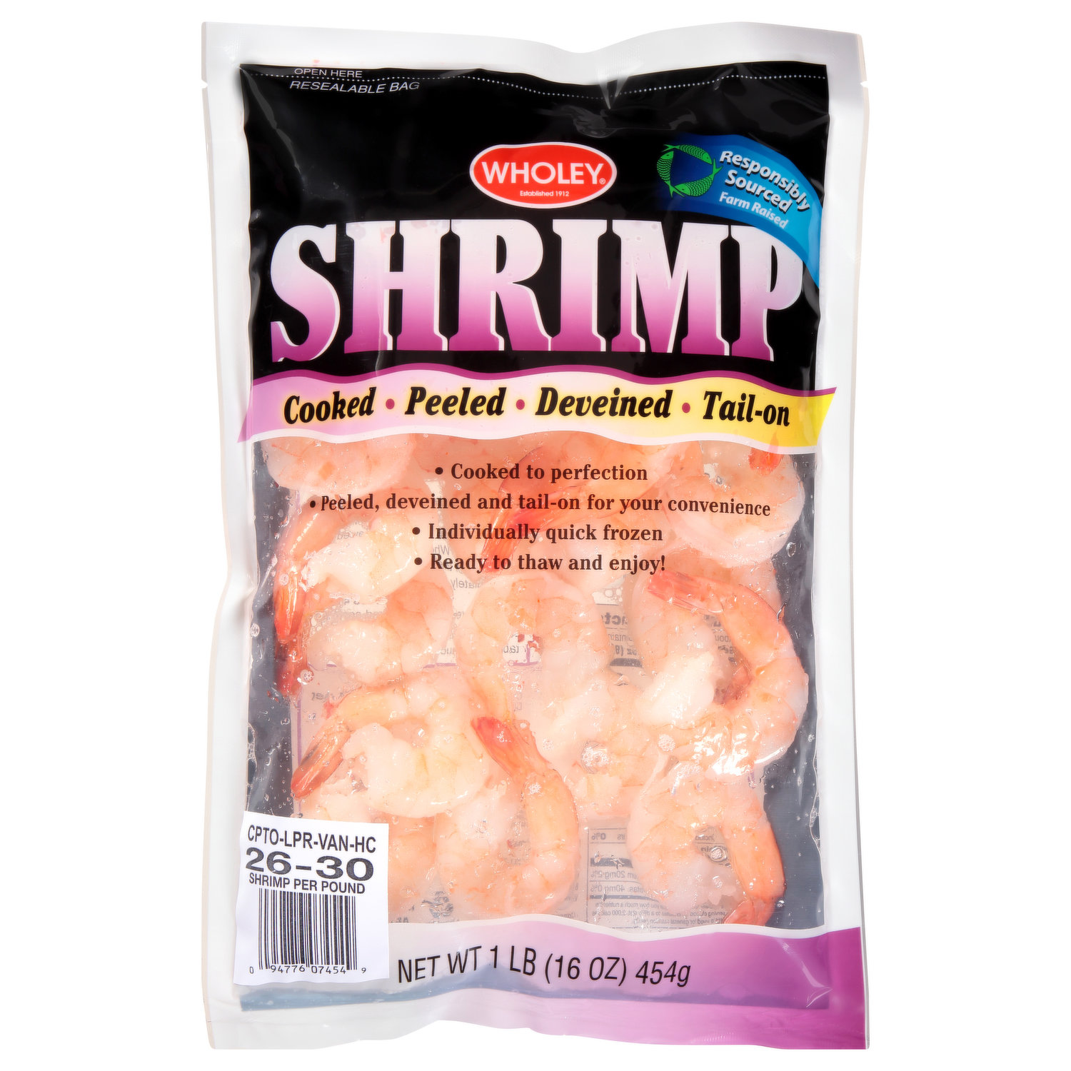 Fresh Raw Jumbo Shrimp Size 21/25, Tail-On Easy Peel, 8 oz