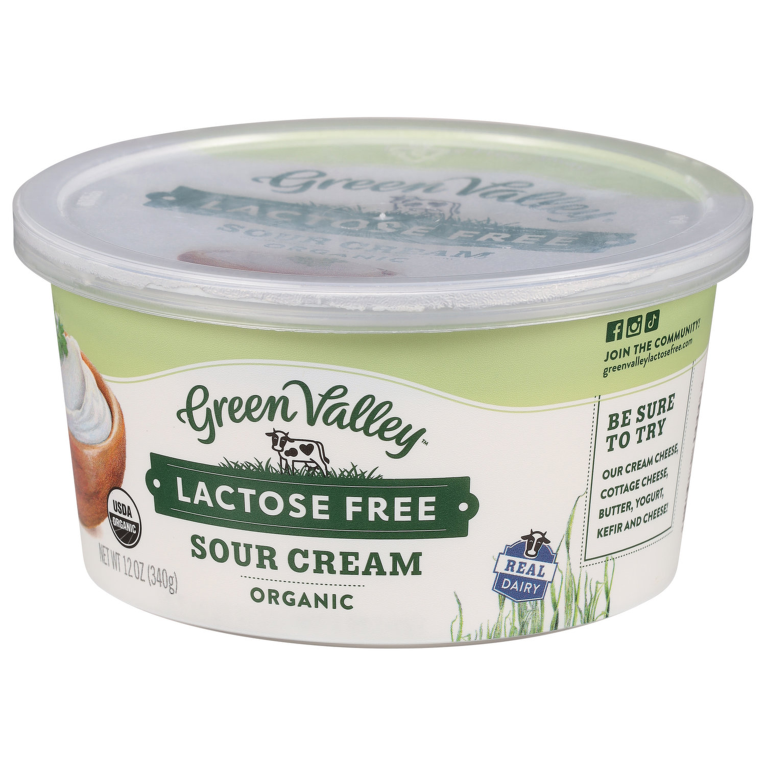 Green Valley Creamery Lactose Free Organic Sour Cream, 12 oz