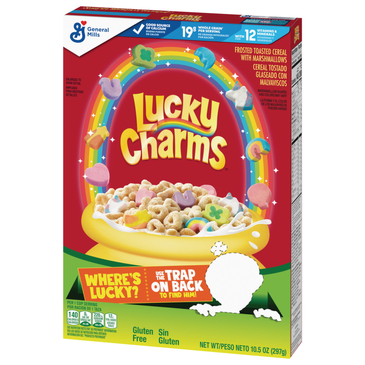 Lucky Charms Gluten Free Cereal with Marshmallows, Kids Breakfast Cereal,  Made with Whole Grain, Large Size, 14.9 oz 14.9 Ounce (Pack of 1) 