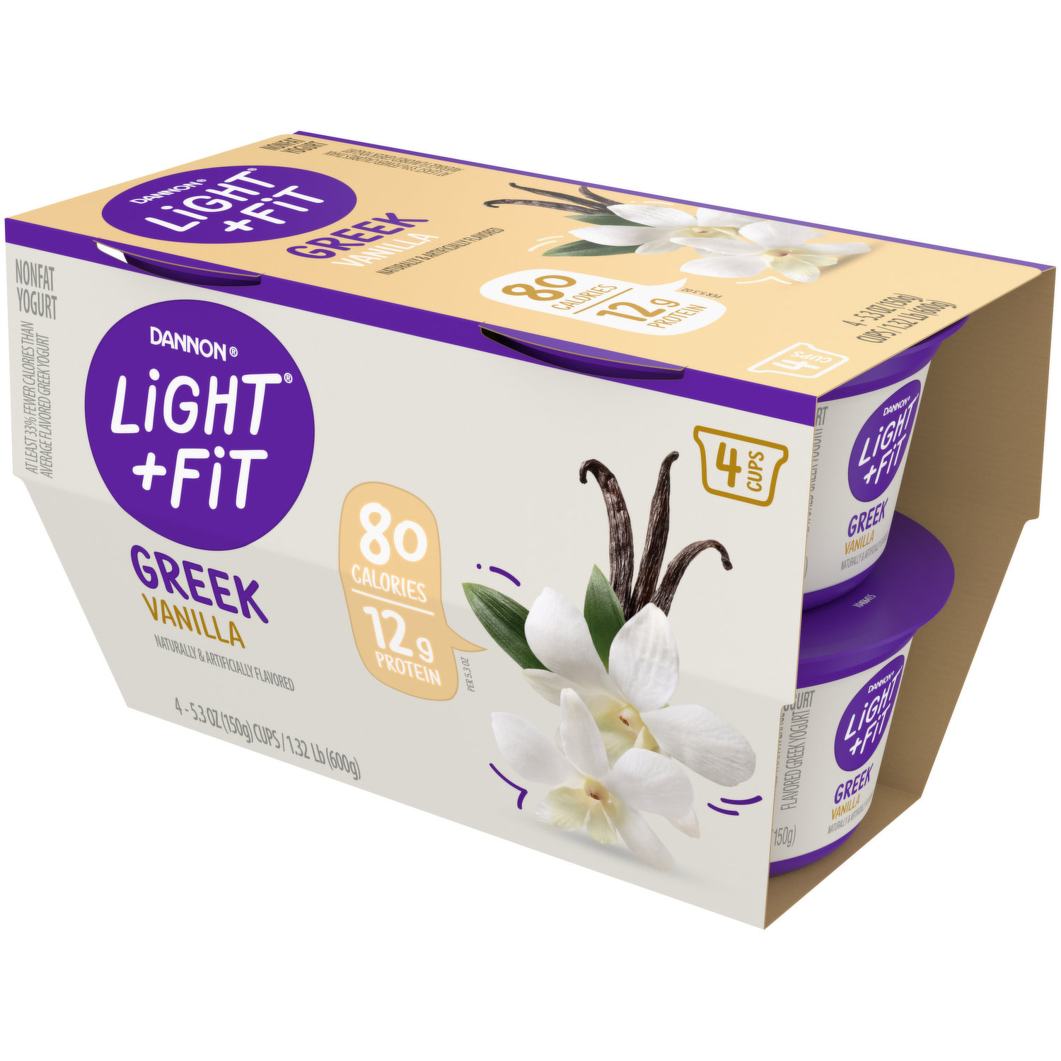 Light + Fit Nonfat Greek Yogurt, Vanilla 5.3oz Wholesale - Danone