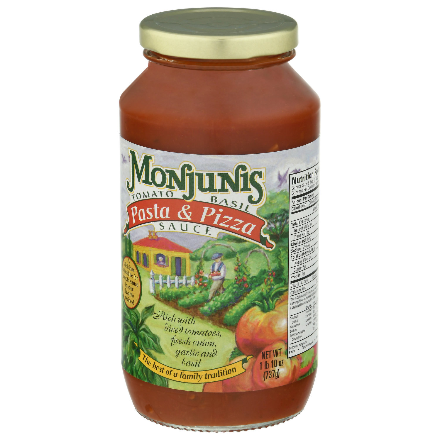 Monjunis Pasta Pizza Sauce Tomato Basil