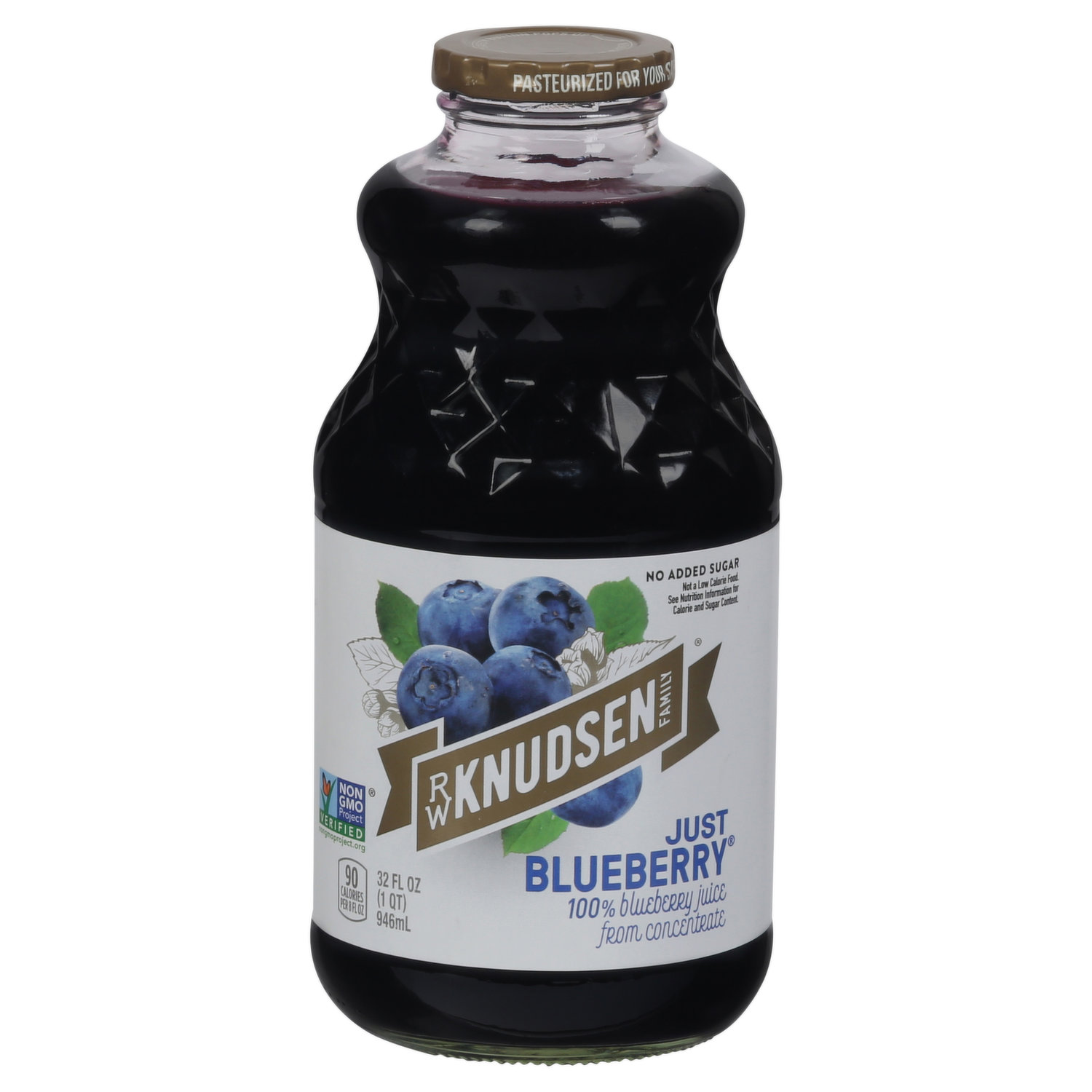 R.W. Knudsen Family Just Cranberry Juice, 100% Juice, 32 oz, Glass