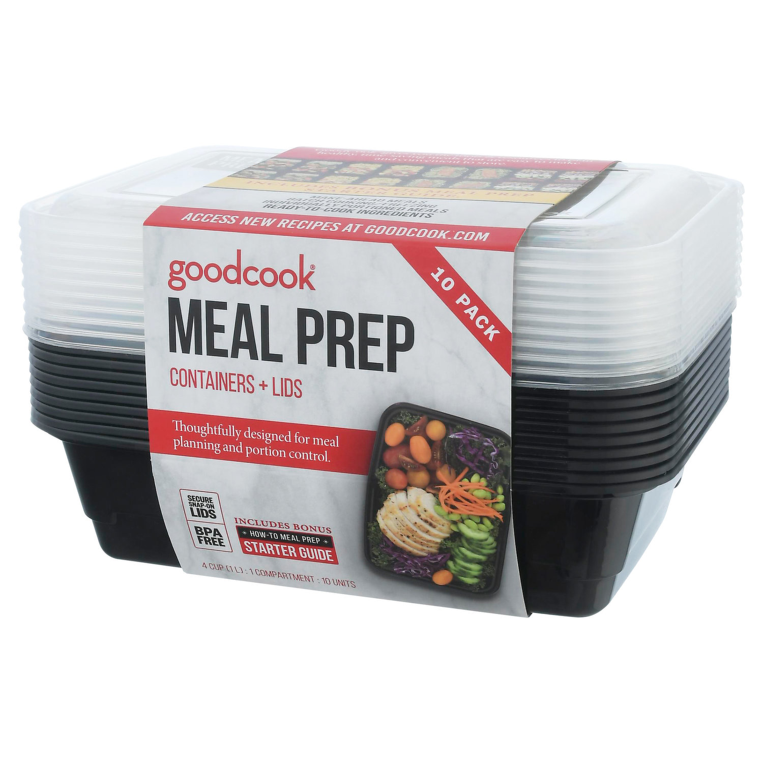 Goodcook Containers + Lids, Meal Prep, 10 Pack