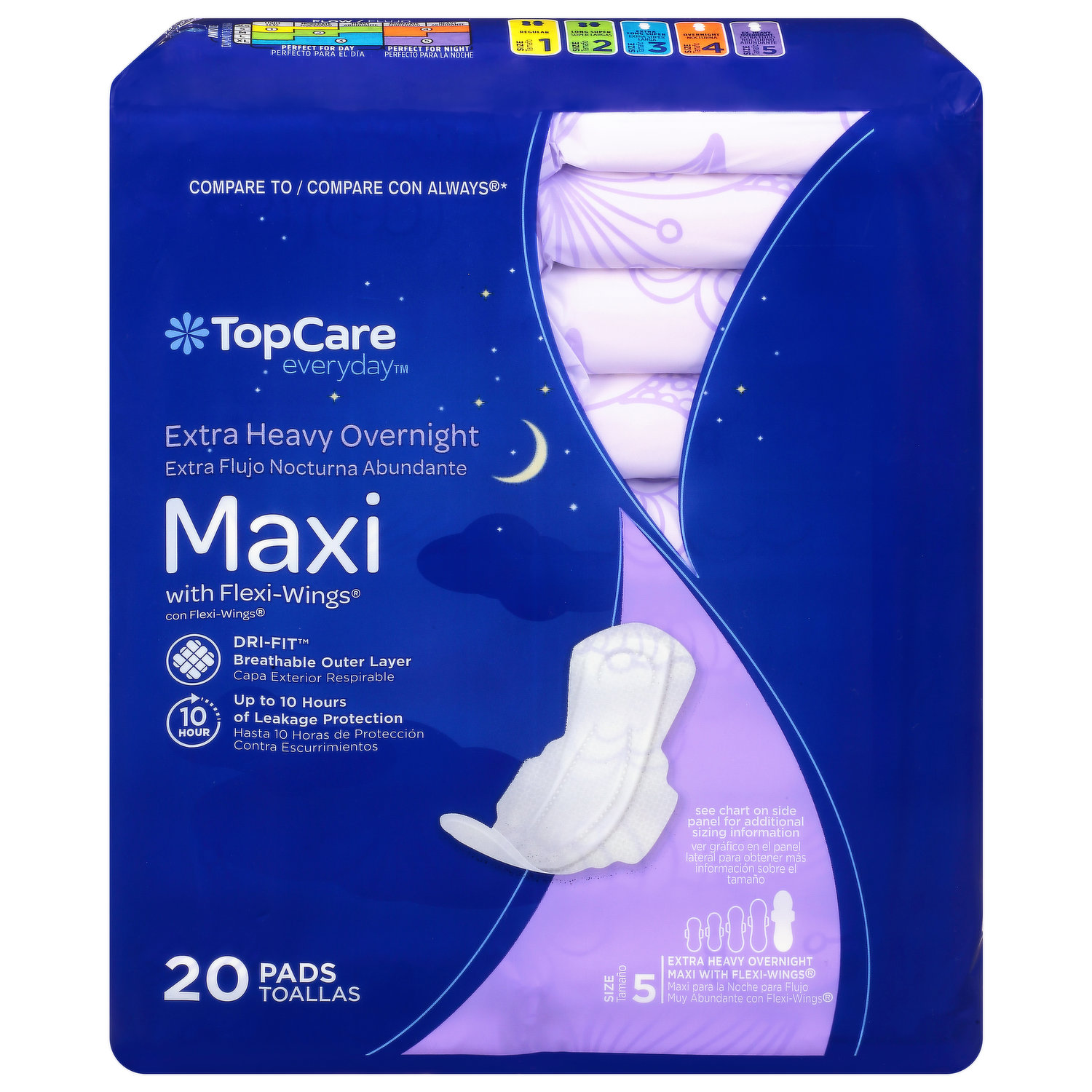 TopCare Pads, Maxi, with Flexi-Wings, Extra Heavy Overnight, Size