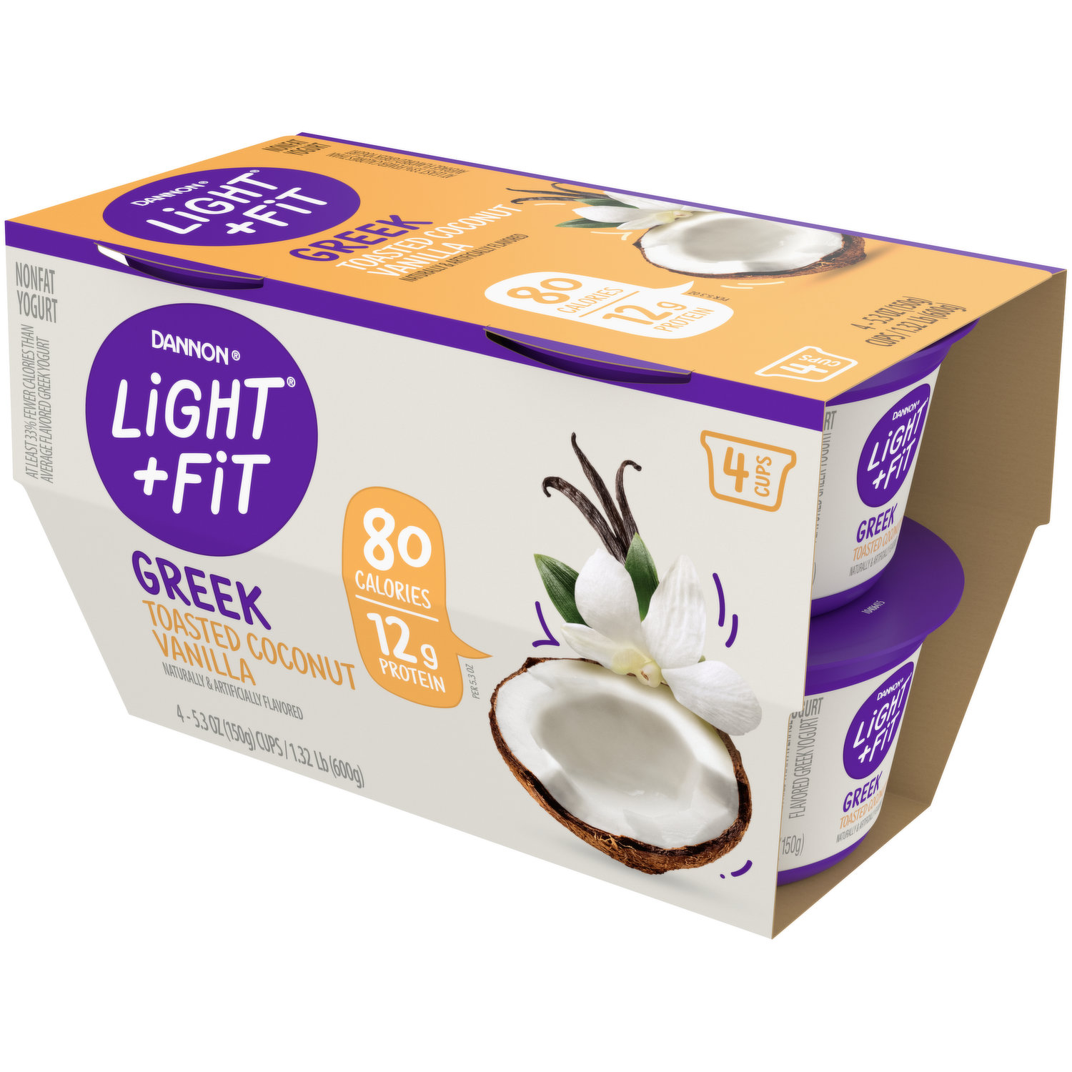 Great Value Light Greek Toasted coconut Vanilla Nonfat Yogurt, 5.3