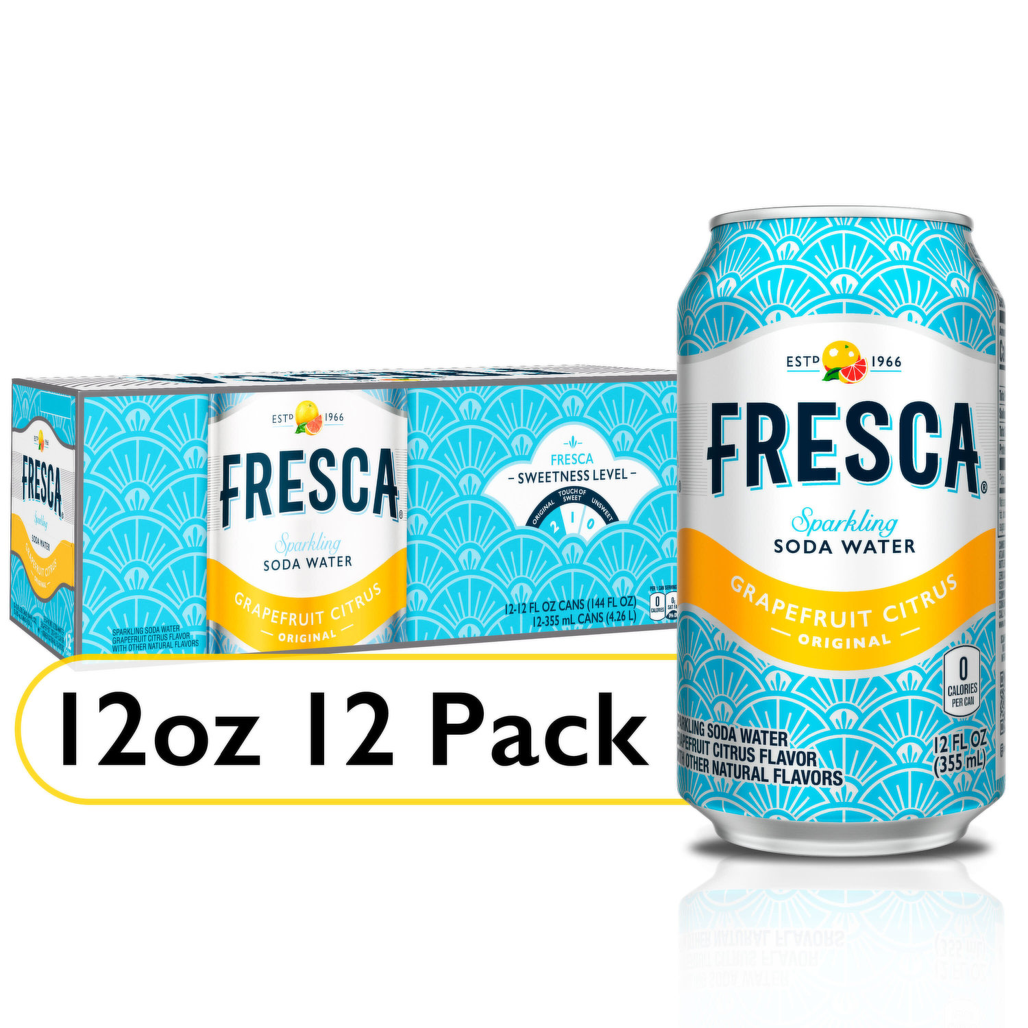 Fresca Soda Water, Grapefruit Citrus, Sparkling, Original - Super 