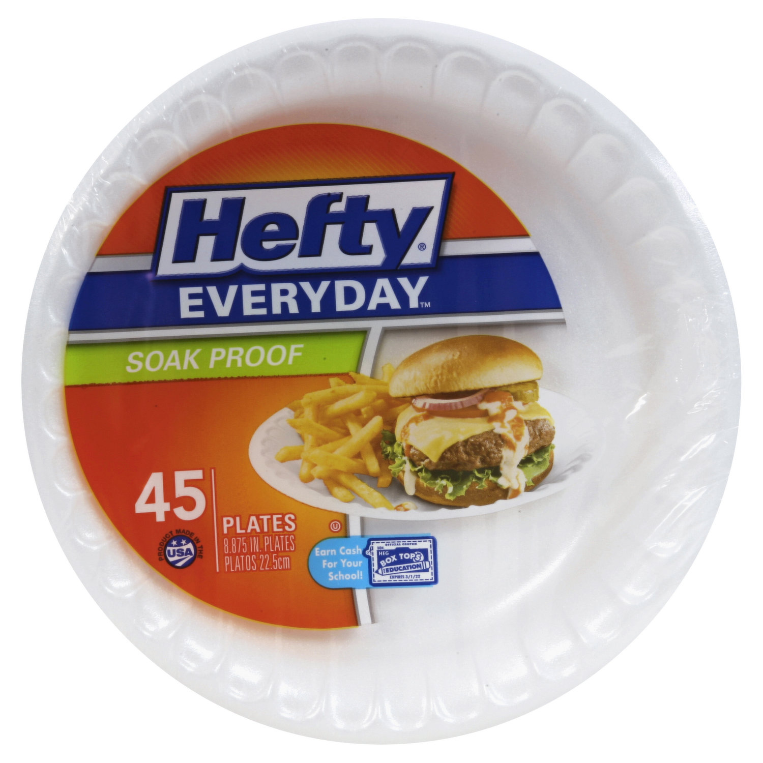 Hefty Everyday 9 Inch Foam Plates, White, 45 Count (Pack of 1)