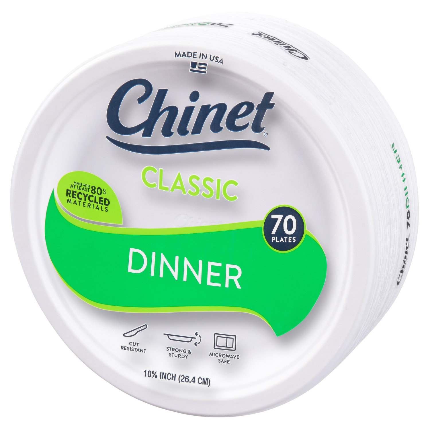 Chinet Classic White Dinner Plates, 10.375