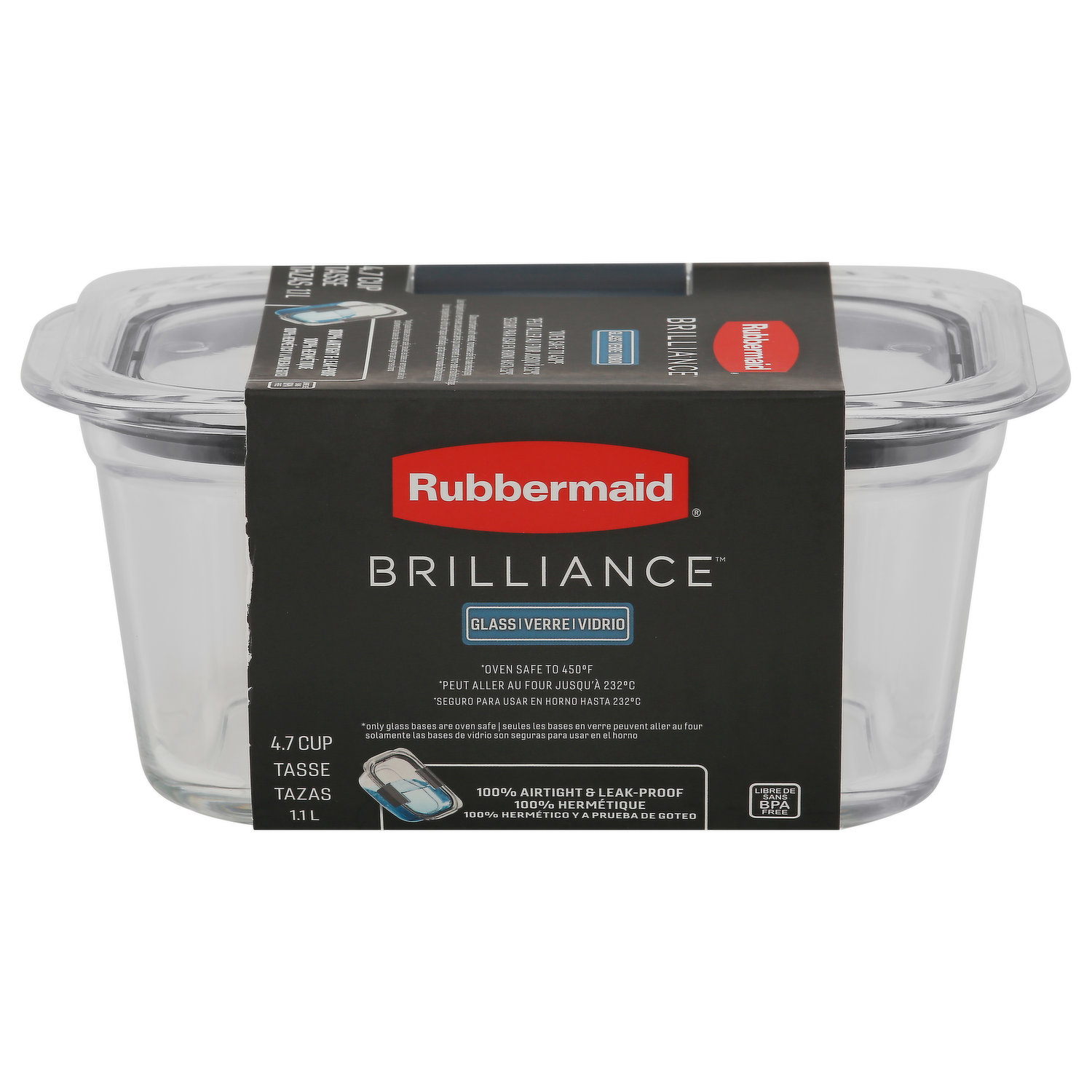 Rubbermaid Brilliance Food Storage Container, Medium Deep, 4.7 Cup, 2-Pack