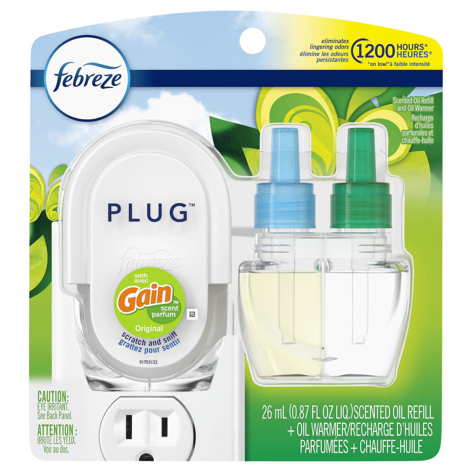 Febreze Recharge dhuile parfumée Plug et chauffe-huile, parfum Linen & Sky,  1 unité