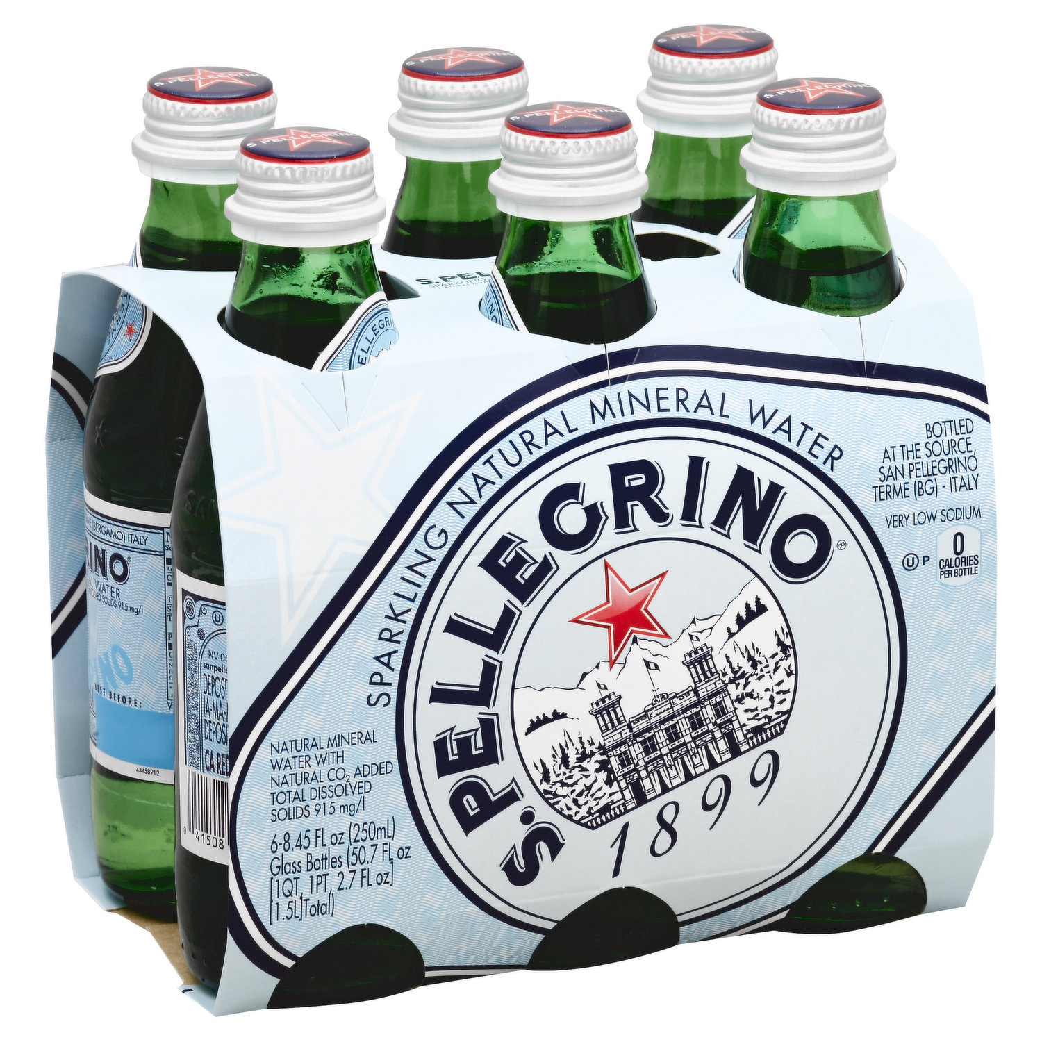 San Pellegrino, Bottles, 8 fl oz, 6 pack