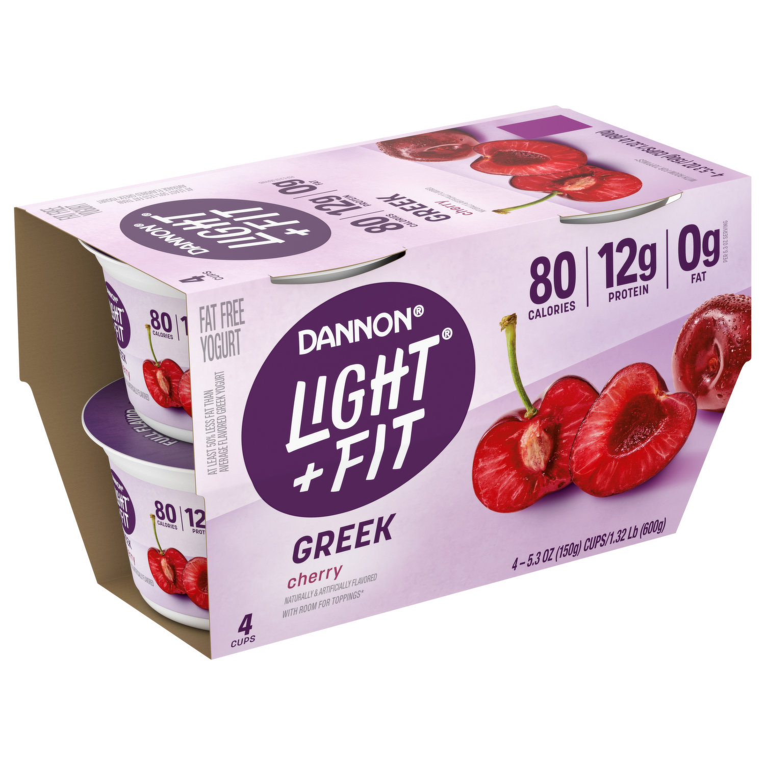 Light and Fit Peach Yogurt, 5.3 Ounce -- 12 per Case. 