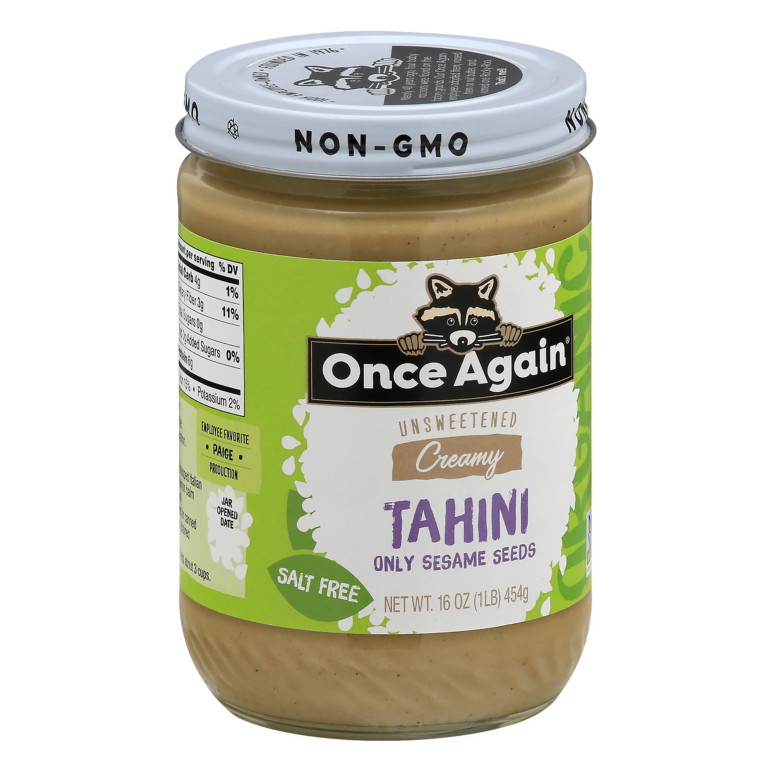 Organic Sesame Tahini - Salt Free, Unsweetened - 16 oz