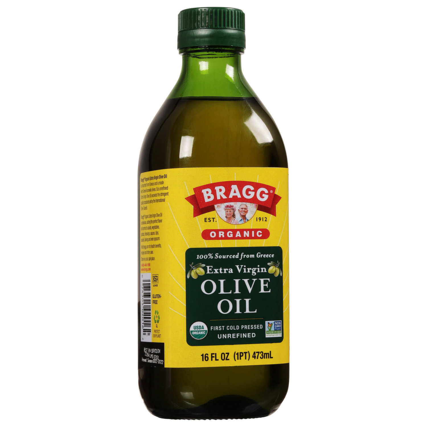 Bragg Organic Extra Virgin Olive Oil Made with Greek Koroneiki Olives Cold  Pressed EVOO for Marinades