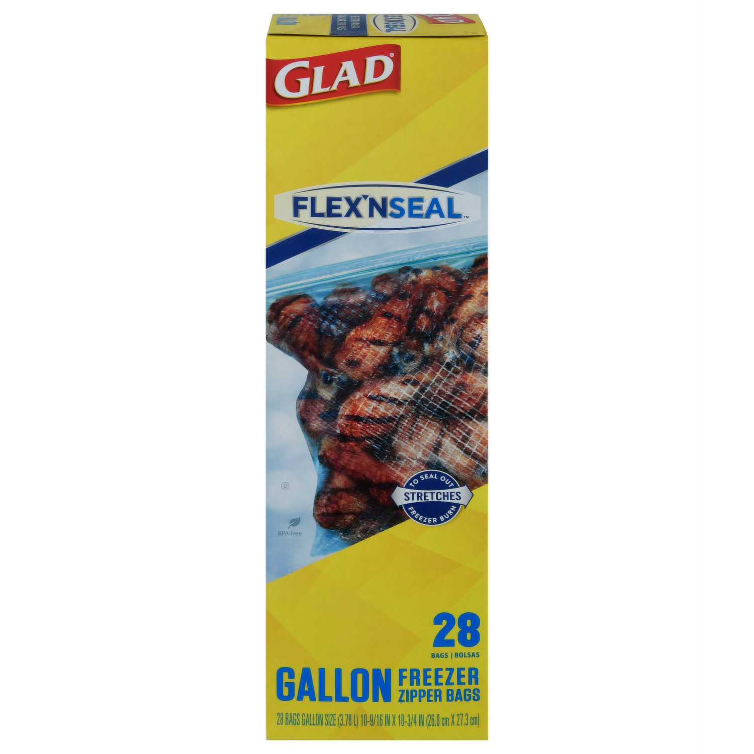 Glad Flex N Seal Zipper Bags, Storage, Quart - 38 bags