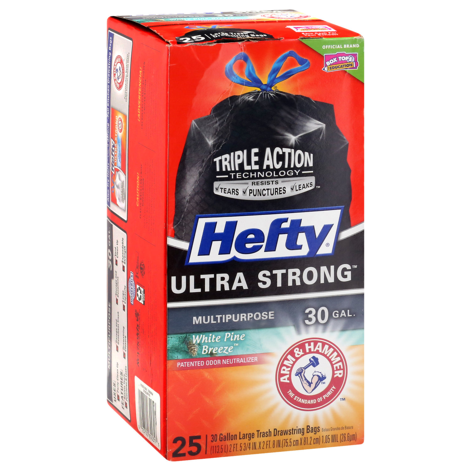 Hefty Strong Lawn & Leaf Large Drawstring Trash Bags, 39 Gallon, 18 Count