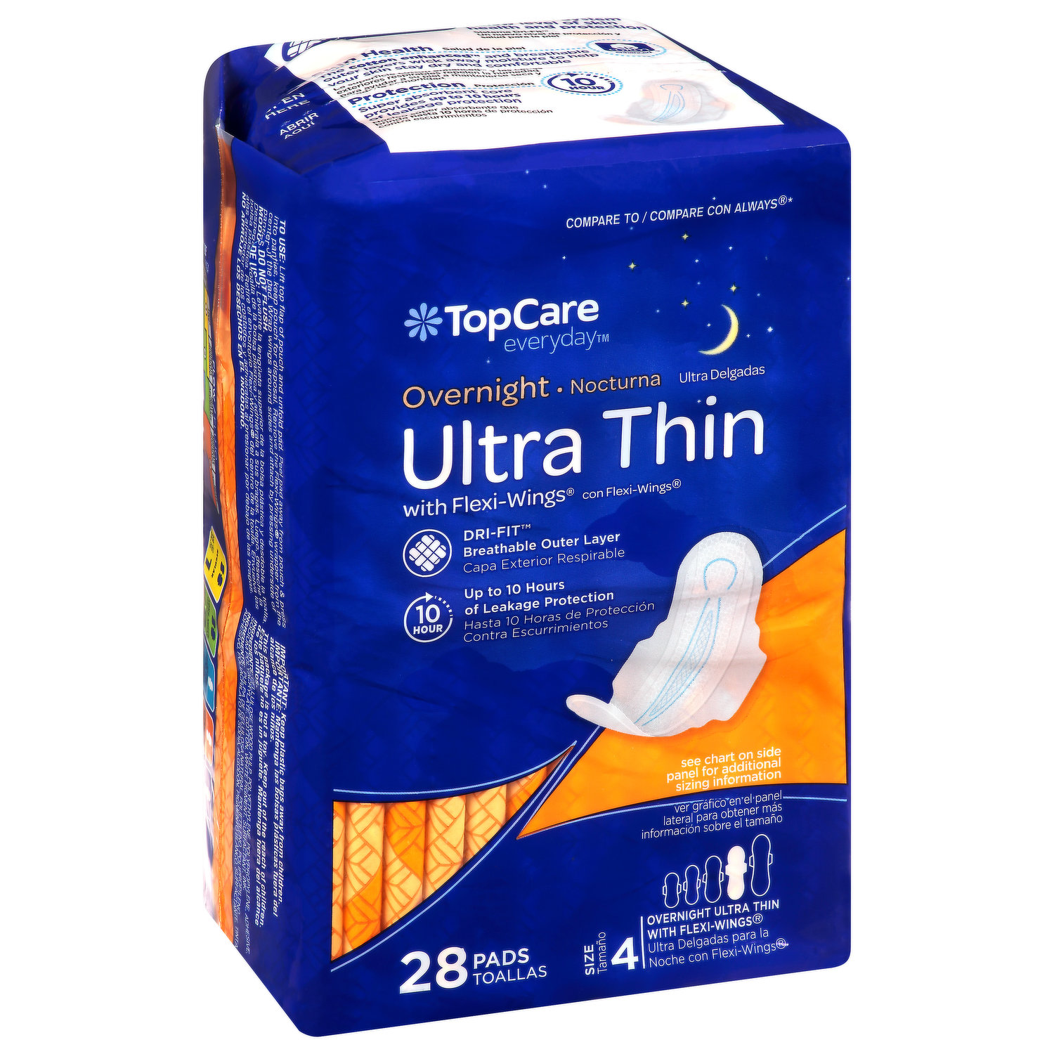 Always Ultra Thin Overnight Pads with Wings, Size 4, Overnight, 16 count -  16 ea