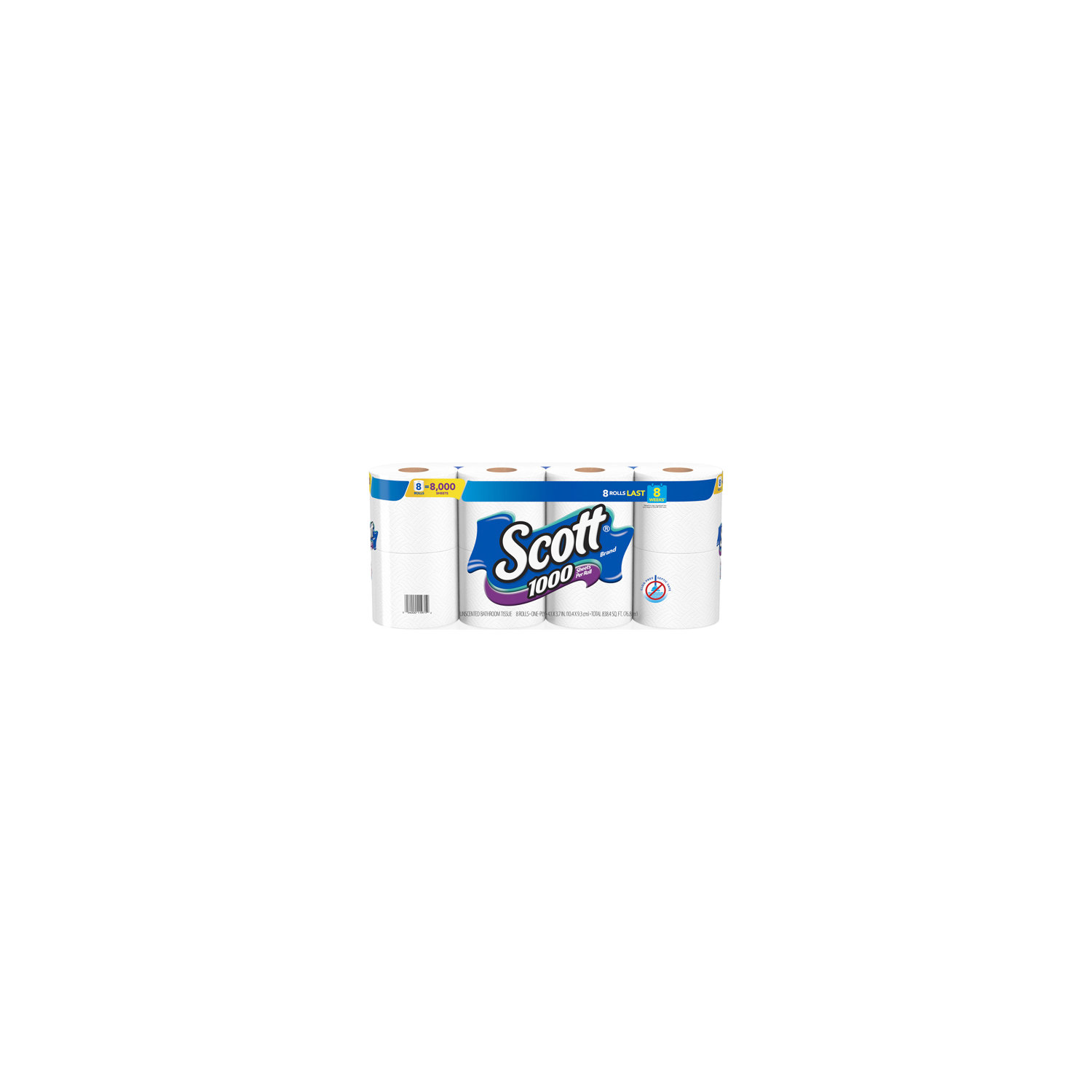 Scott Bathroom Tissue, 1000, Unscented, One-Ply - 4 rolls