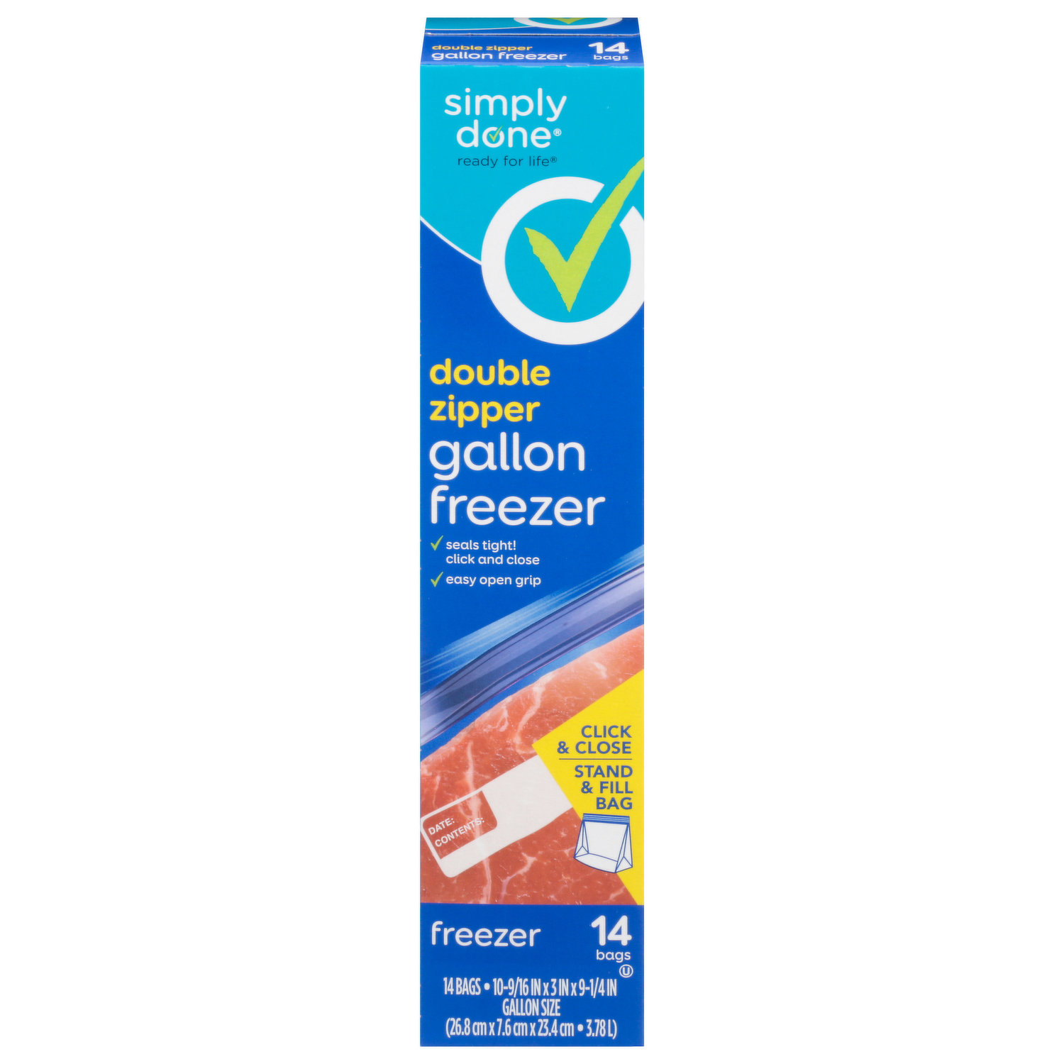 Simply Done Freezer Bags, Slider, Gallon