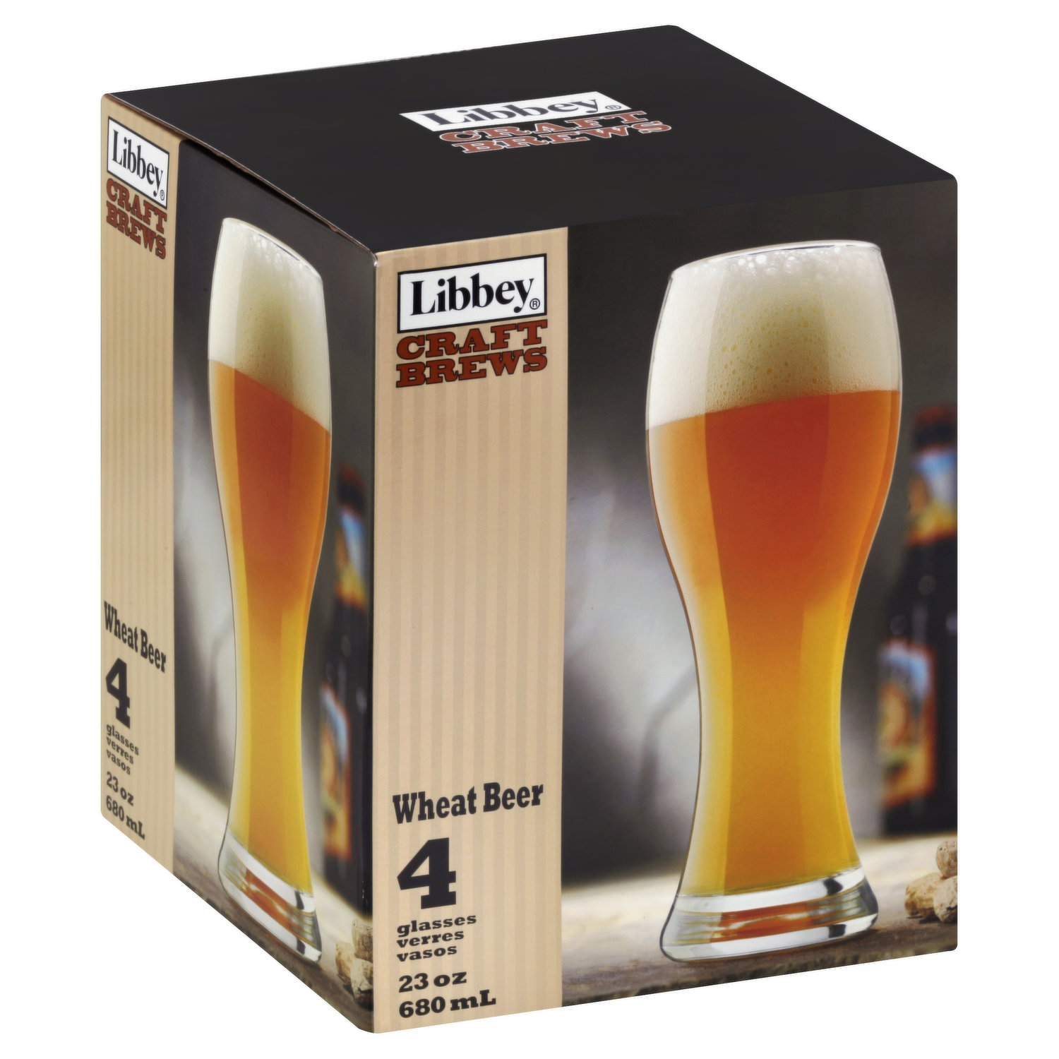 True 4 - Piece 23oz. Glass Wheat Beer Glass Glassware Set