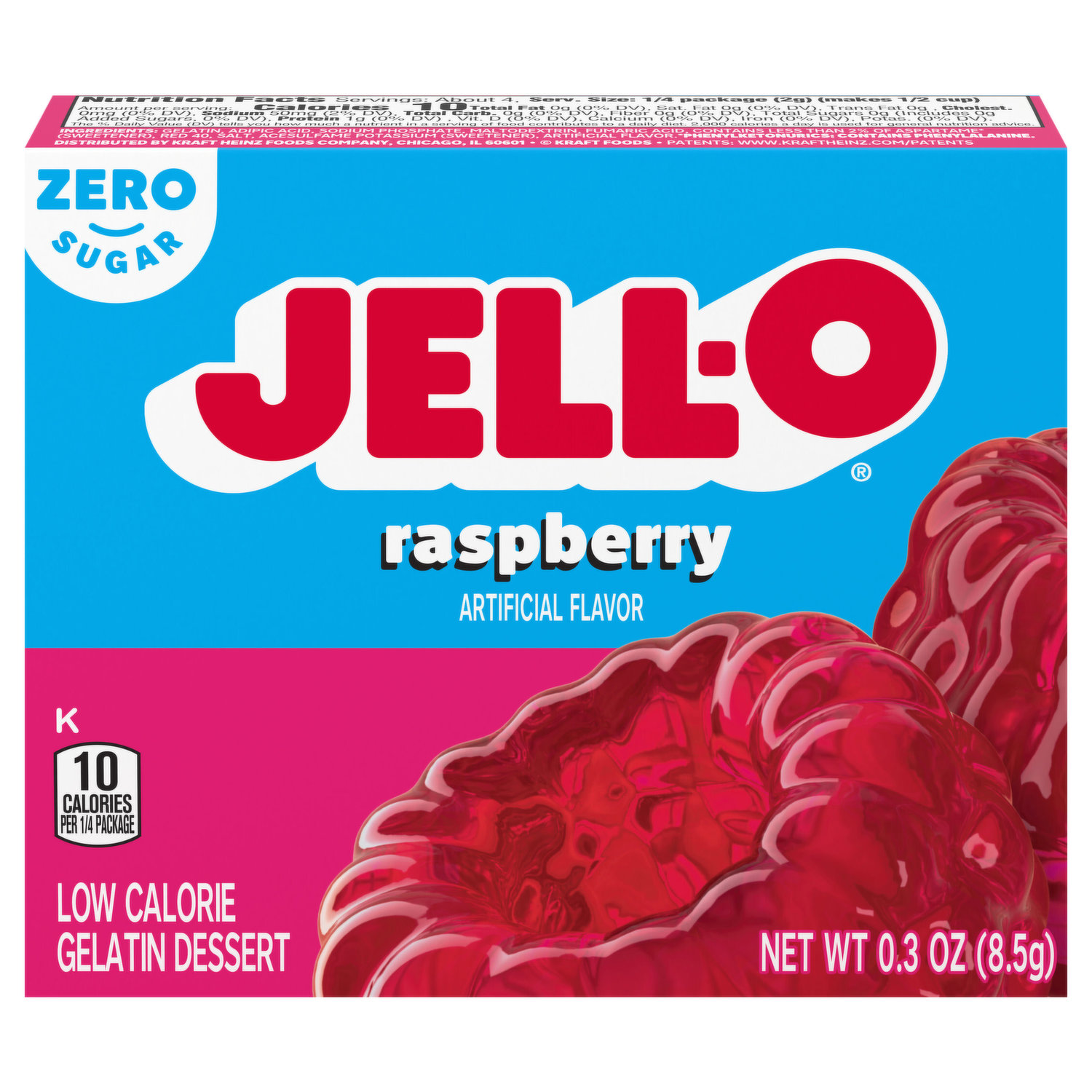 Jell-O Sours Blue Raspberry Ready-to-Eat Jello Cups Gelatin Snack