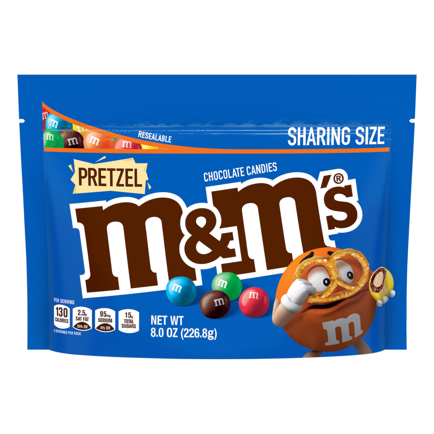 Candy Favorites Milk Chocolate M&M's 7 oz. Flat Bags - 6 / Box