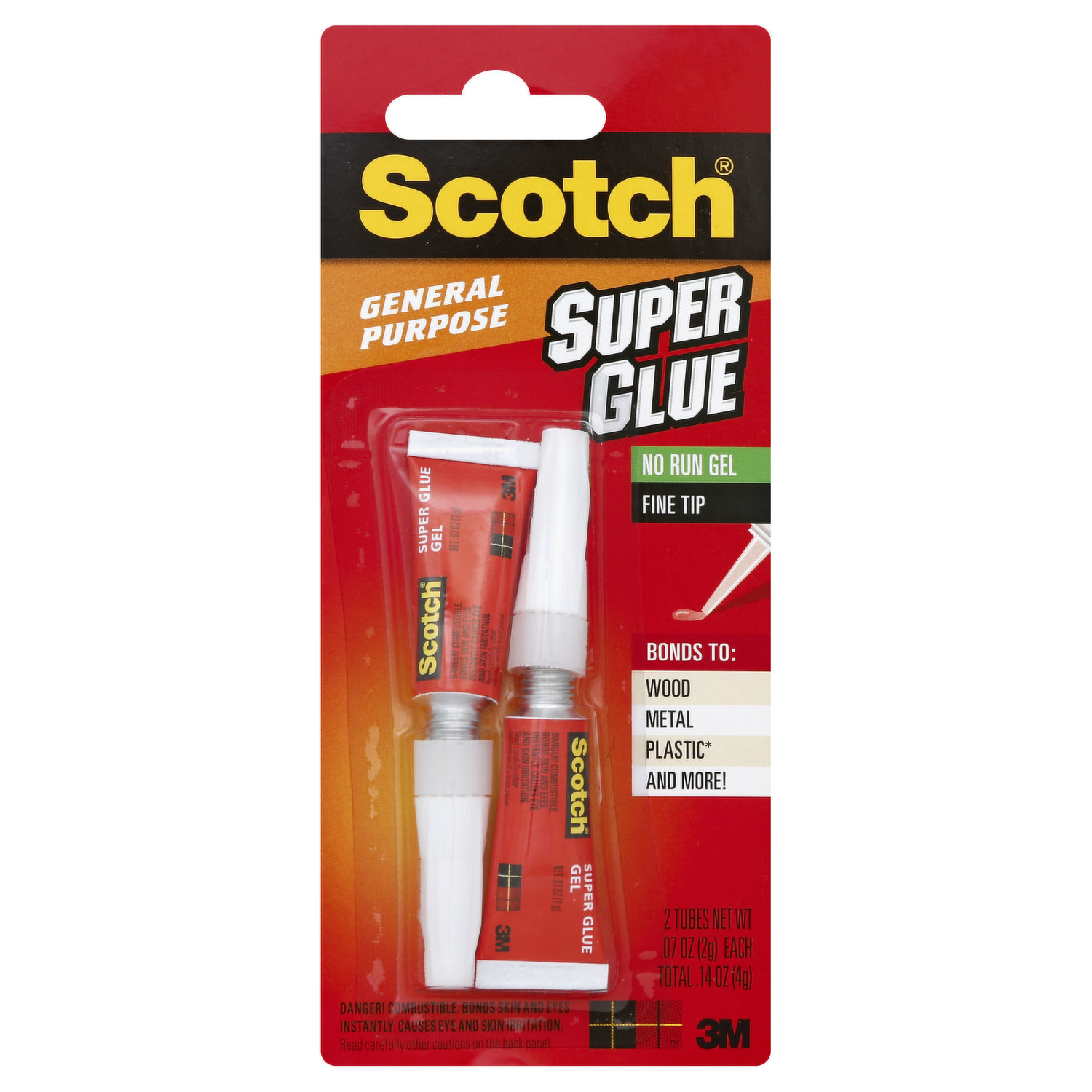  Scotch Super Glue Gel, 4-Pack of Single-Use Tubes, .017 oz  each, Fast Drying, No Run Gel Formula (AD119) : Industrial & Scientific