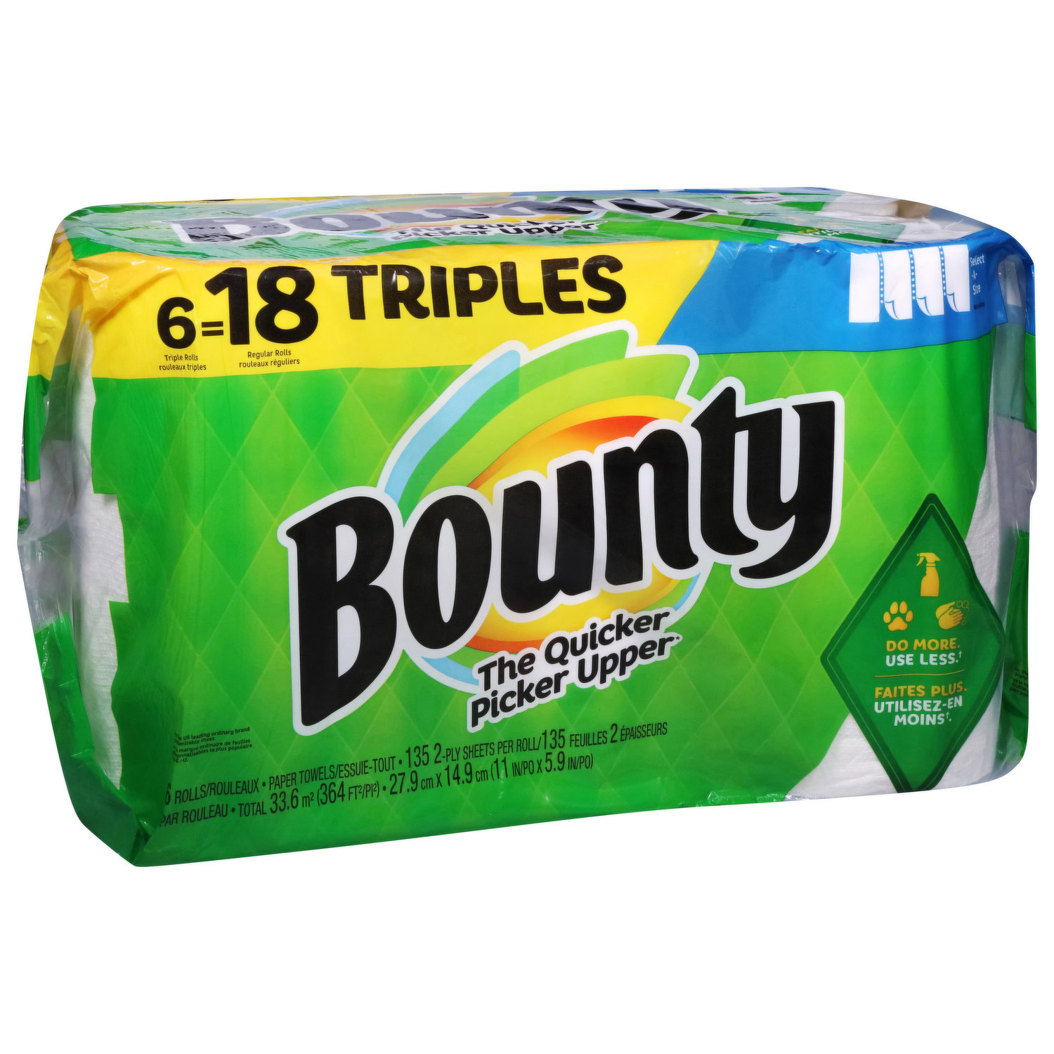 Bounty Select-A-Size Paper Towels, 2 Triple Rolls, Print